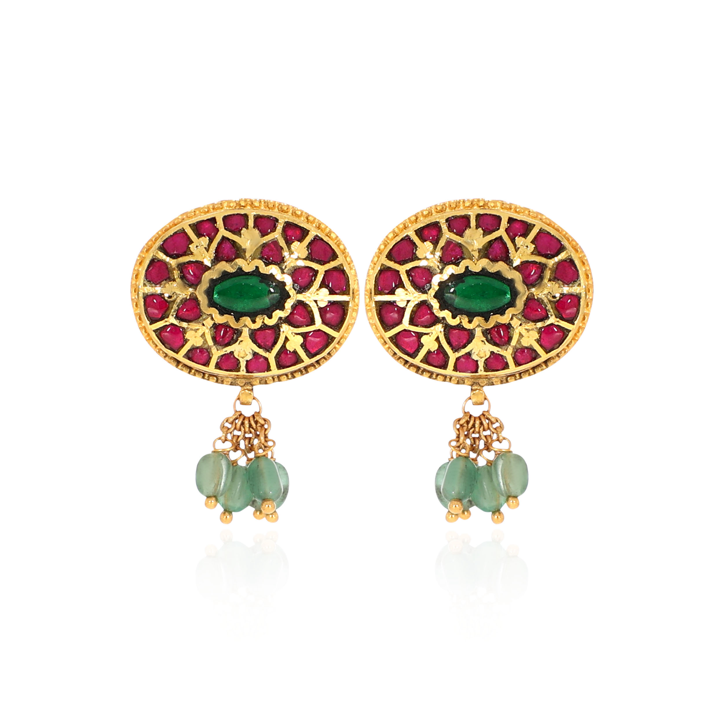 22K Yellow Gold Kundan Drop Earrings-GPGN-D000788491 - Senco Gold and Diamonds