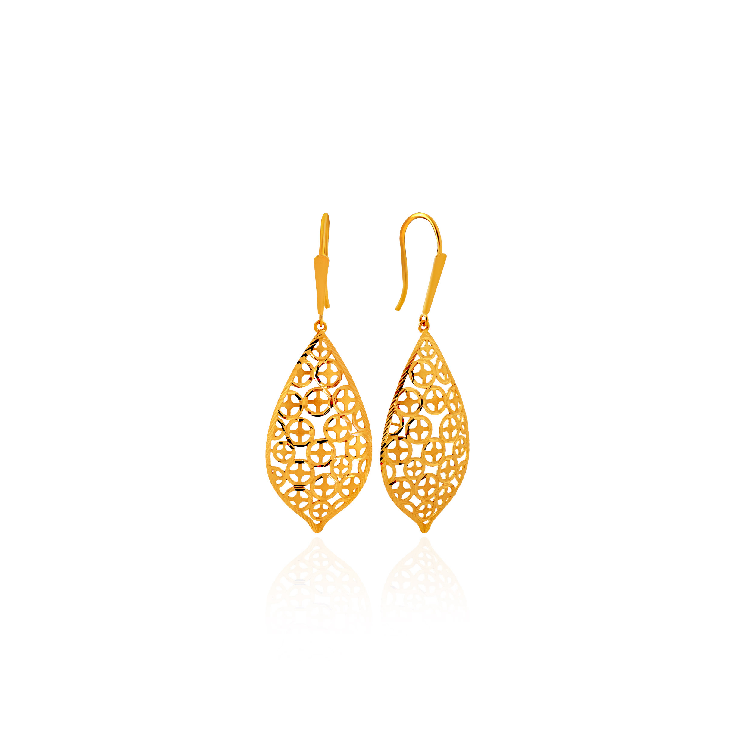 Poised Openwork Gold Drop Earrings - Senco Gold and Diamonds
