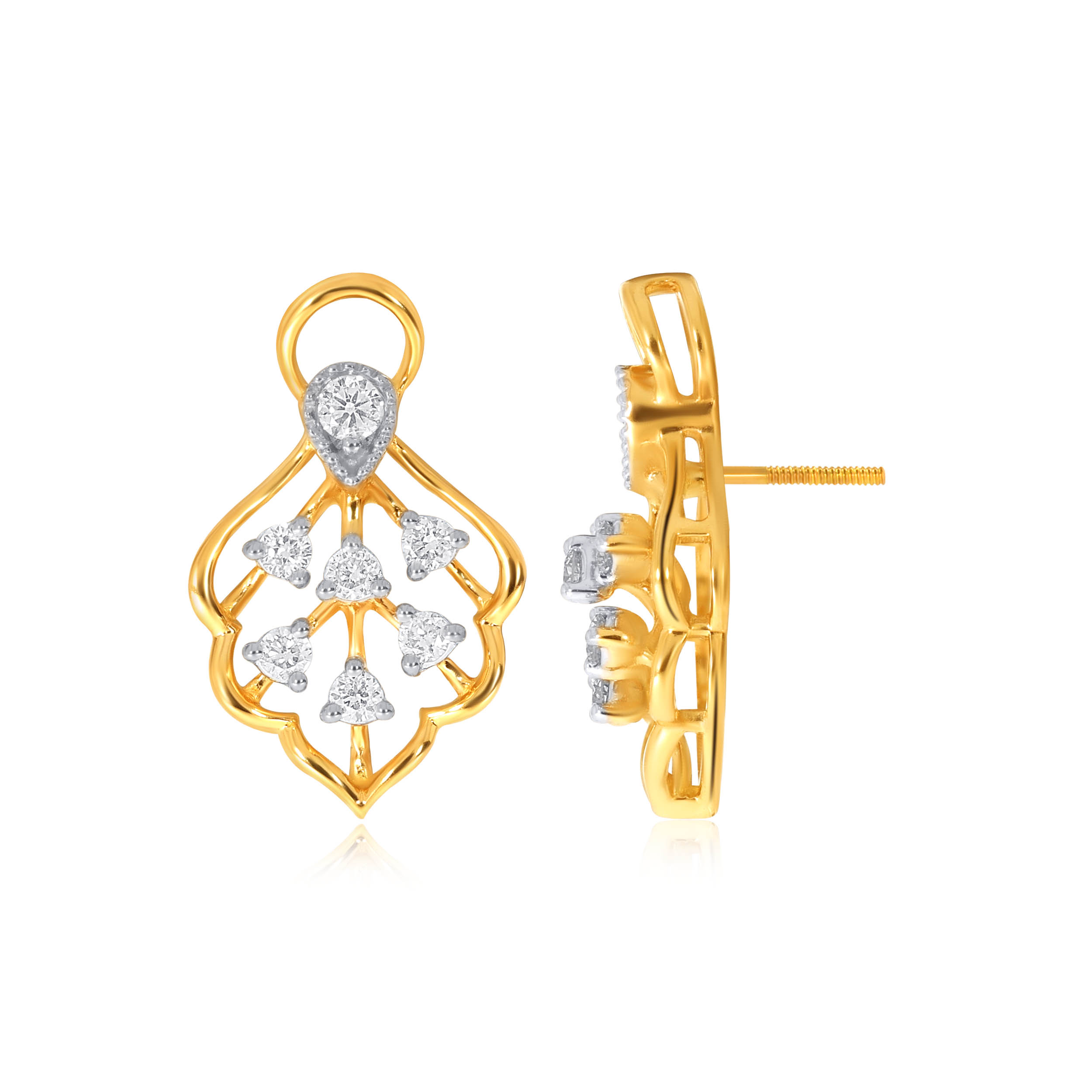 Tropical Leaf Diamond Studs - Senco Gold and Diamonds