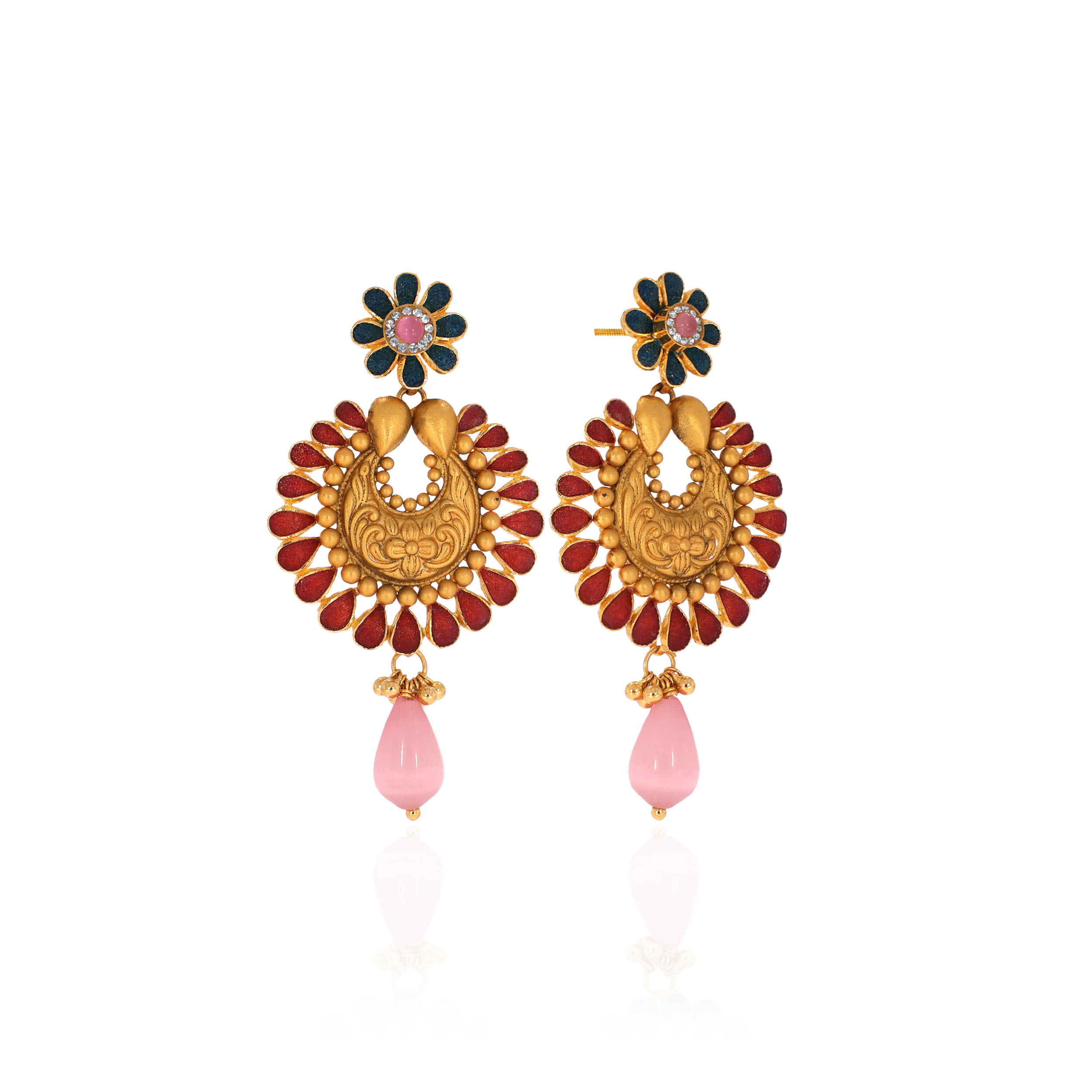 22K Yellow Gold Antique Kundan Chandbali Earrings-GPGN-D000779681 - Senco Gold and Diamonds