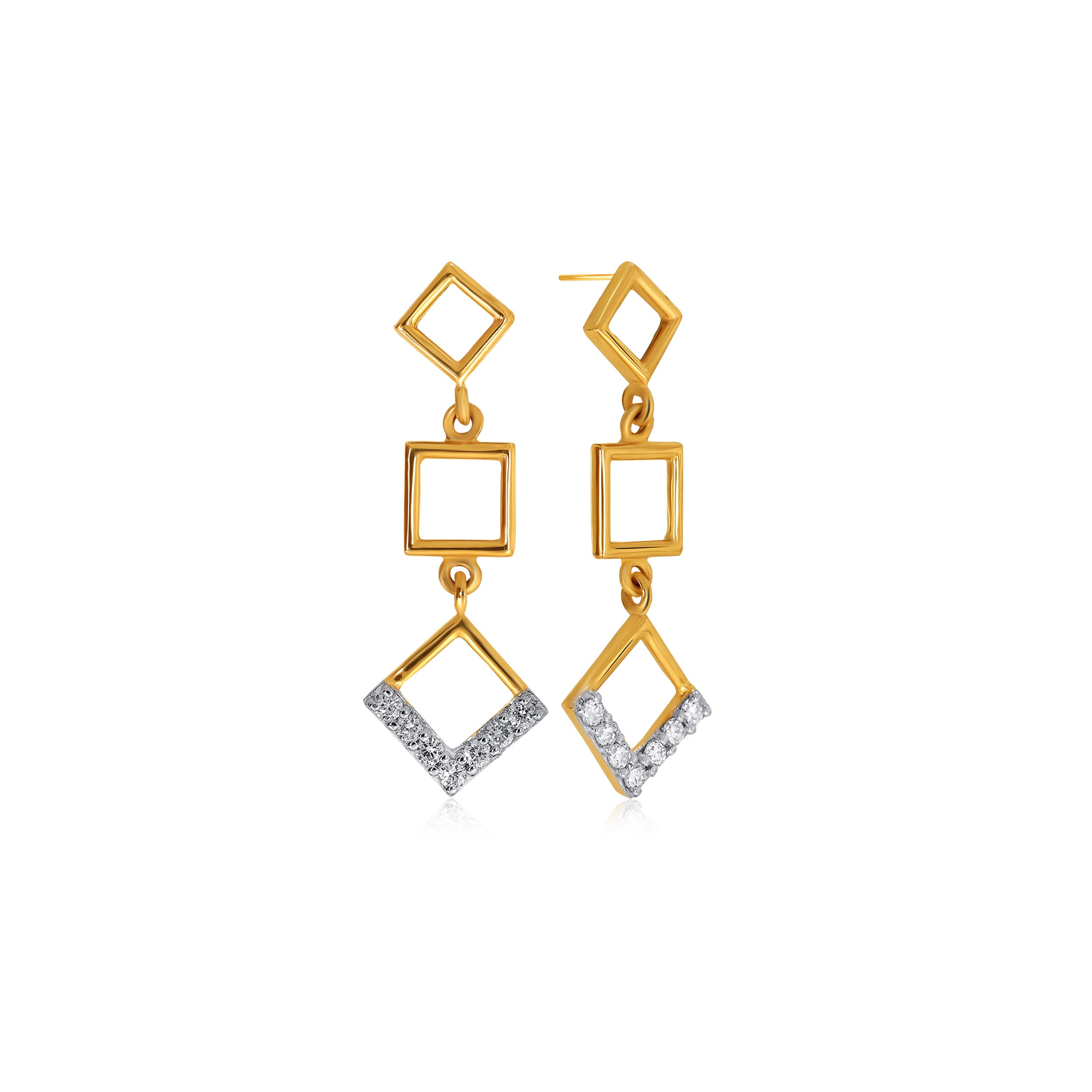Geometrical Splendour Diamond Drop Earrings - Senco Gold and Diamonds