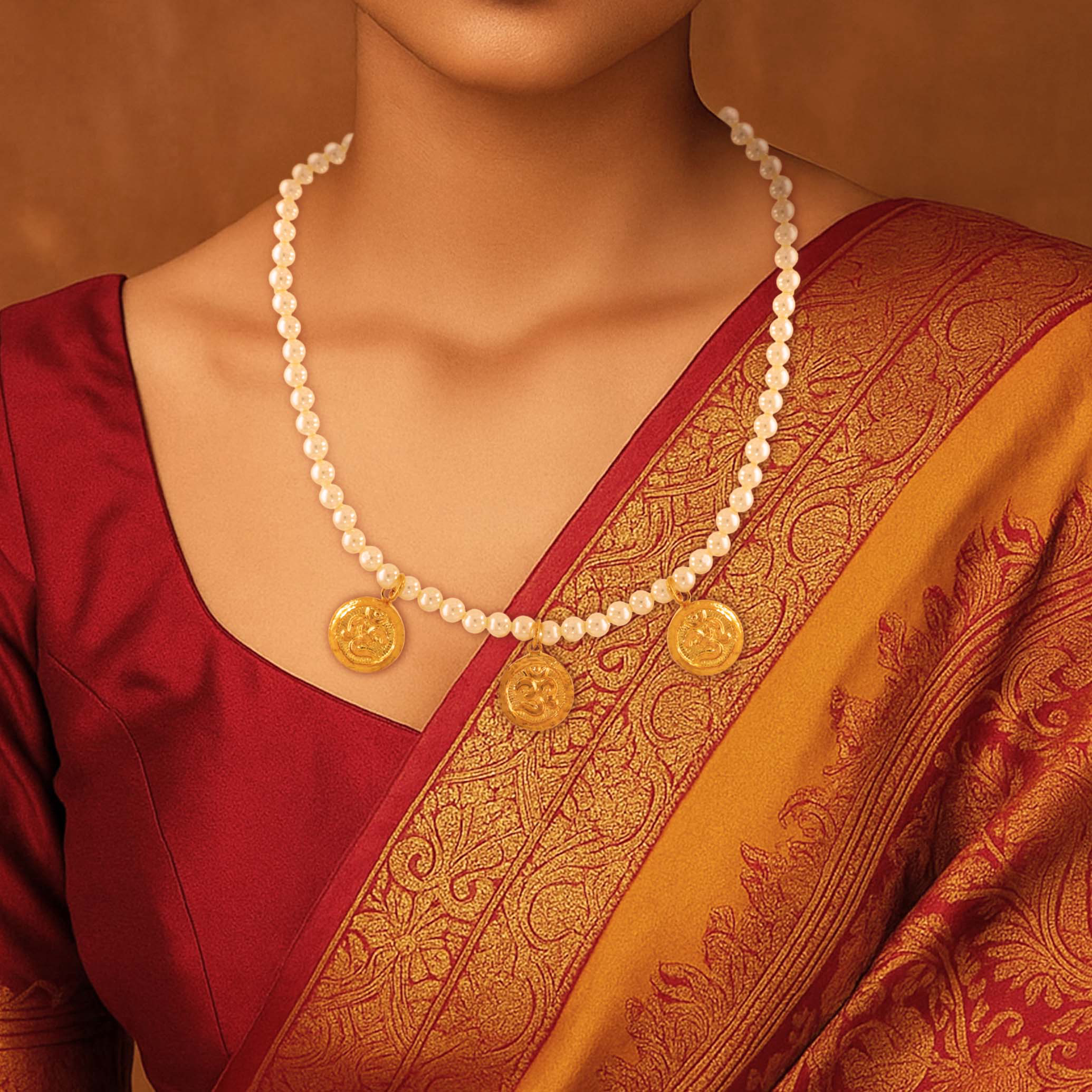Sacred Pearl String Gold Necklace - Senco Gold and Diamonds