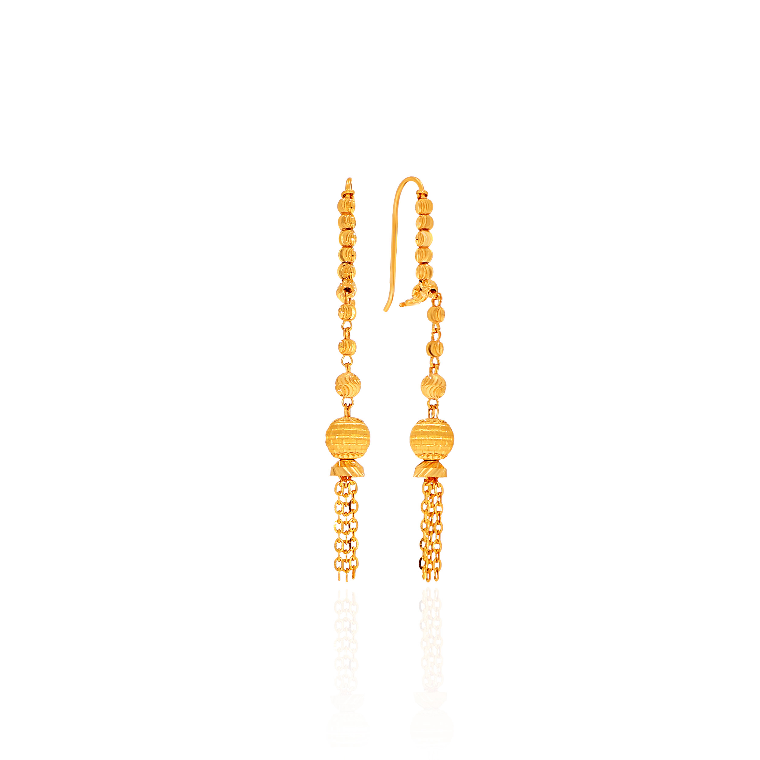 Cascading Orbs Gold Dangler Earrings - Senco Gold and Diamonds