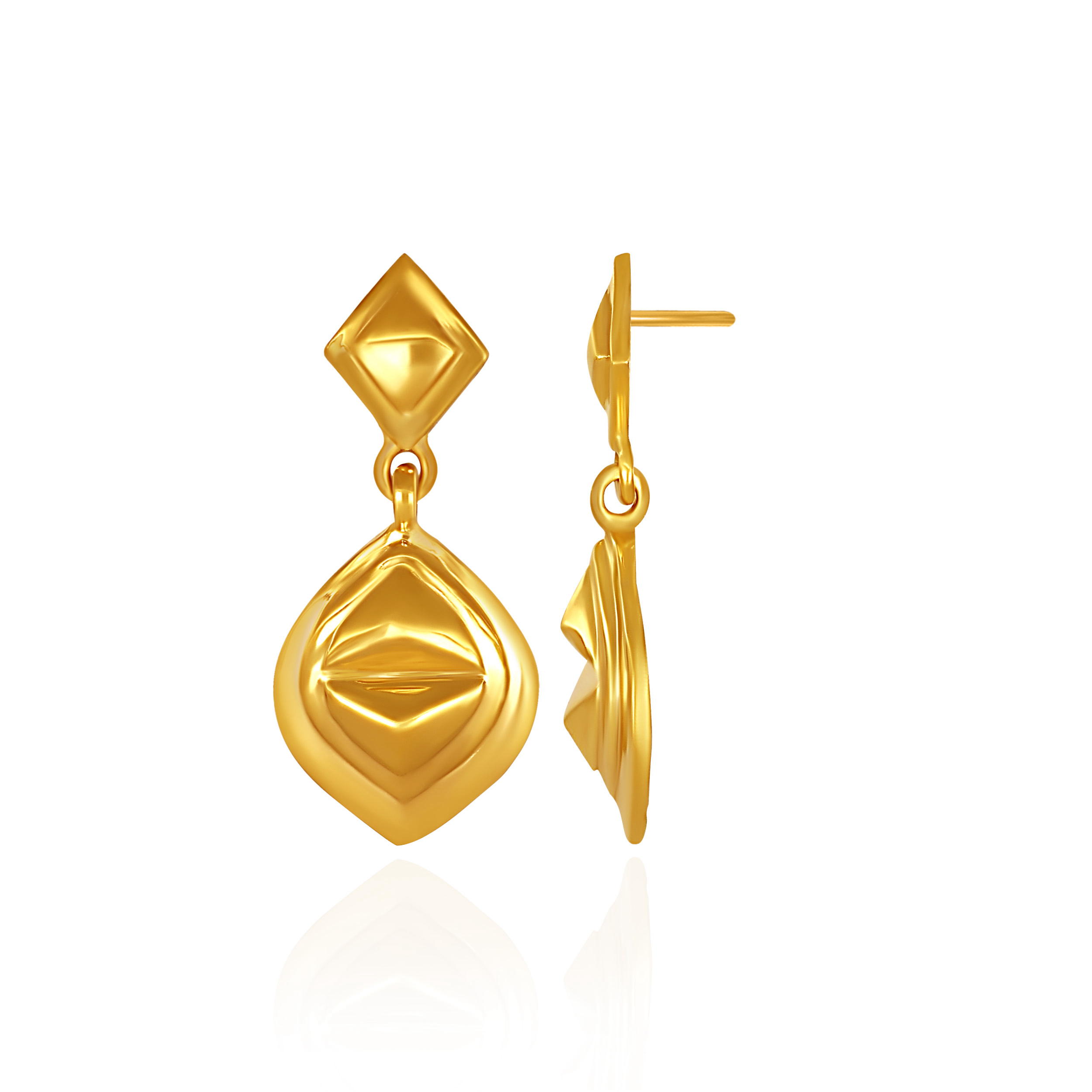 Sculpted Gleam Gold Drop Earrings - Senco Gold and Diamonds