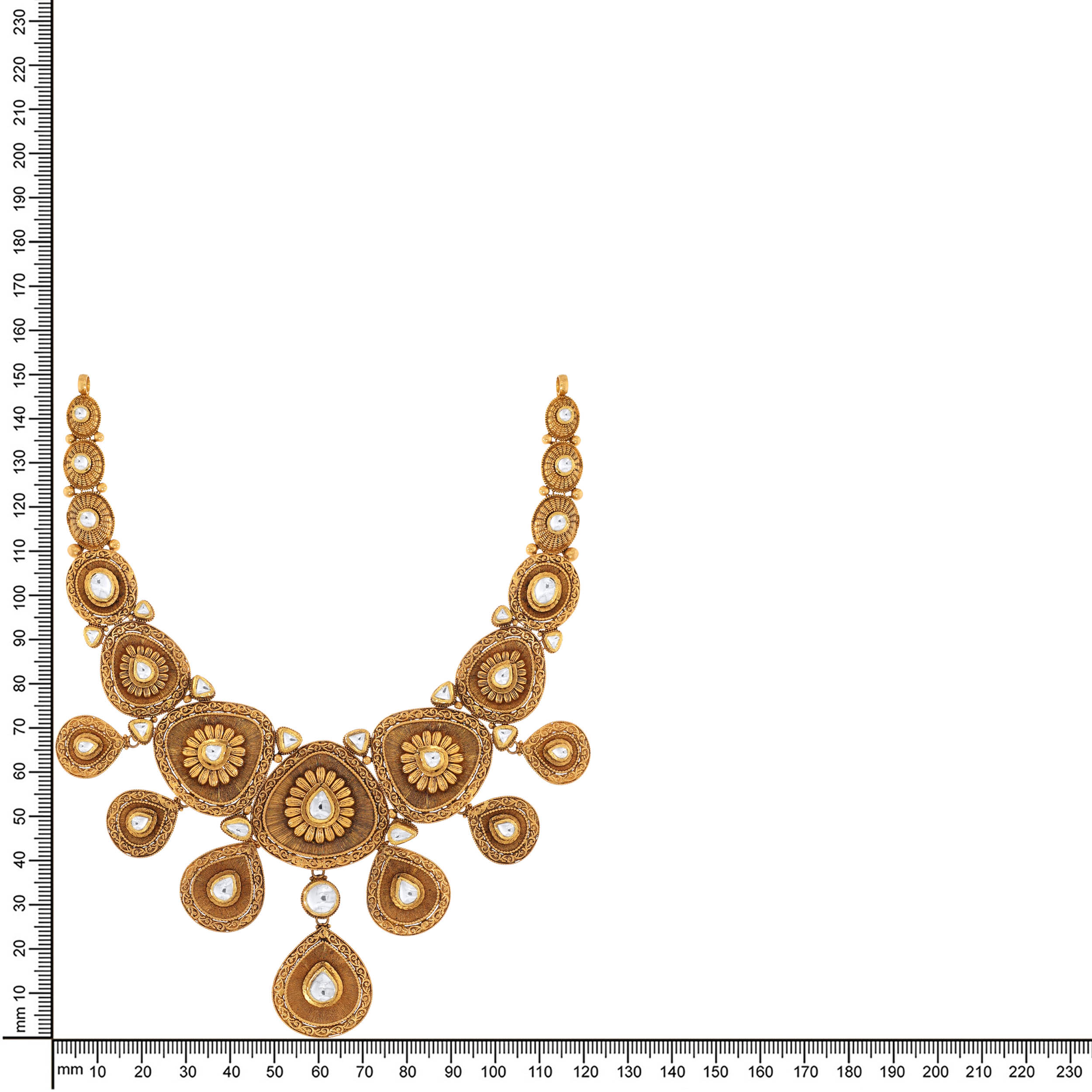 Teardrop Kundan Gold Necklace - Senco Gold and Diamonds