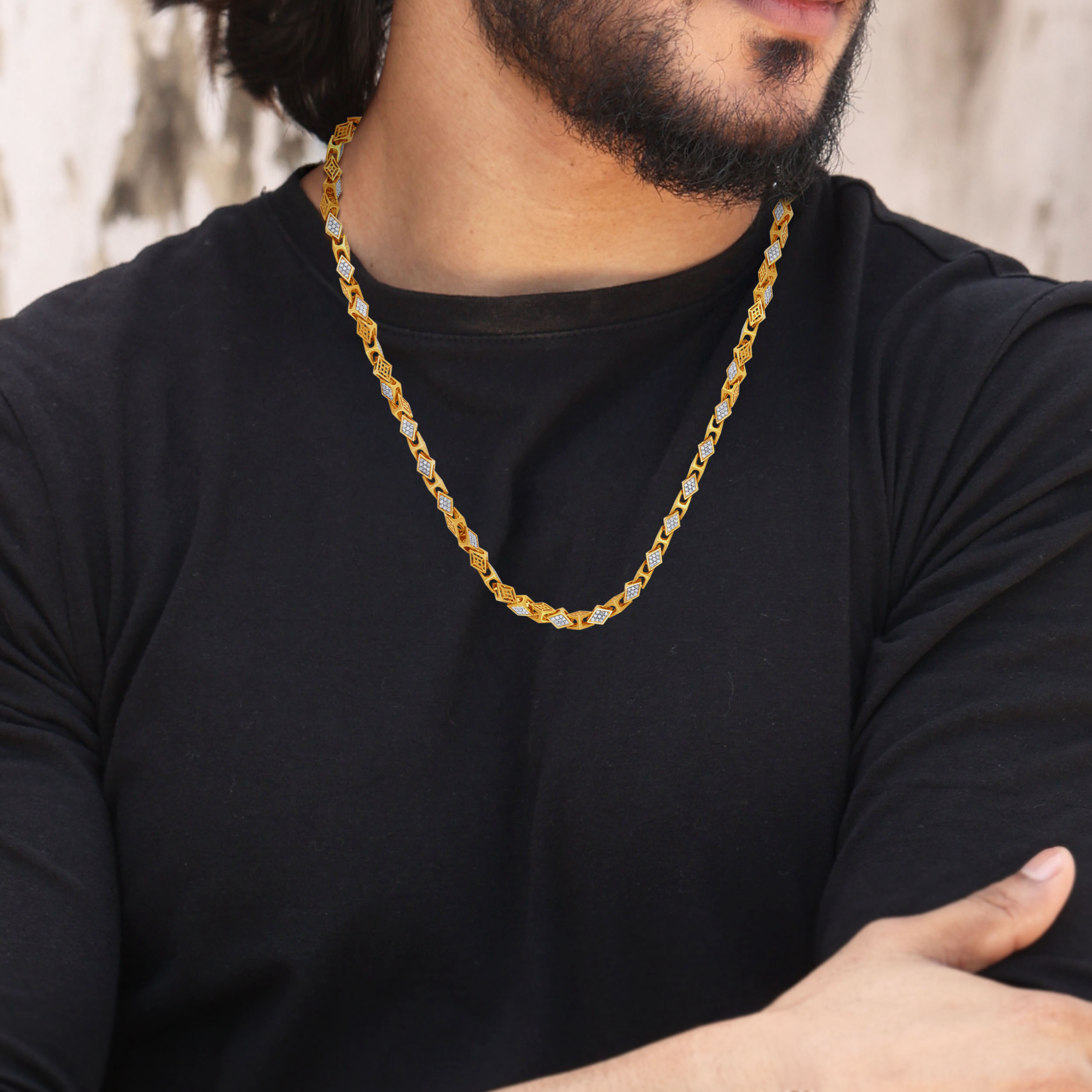 Noir Rhombus Signature Men's Diamond Chain - Senco Gold and Diamonds