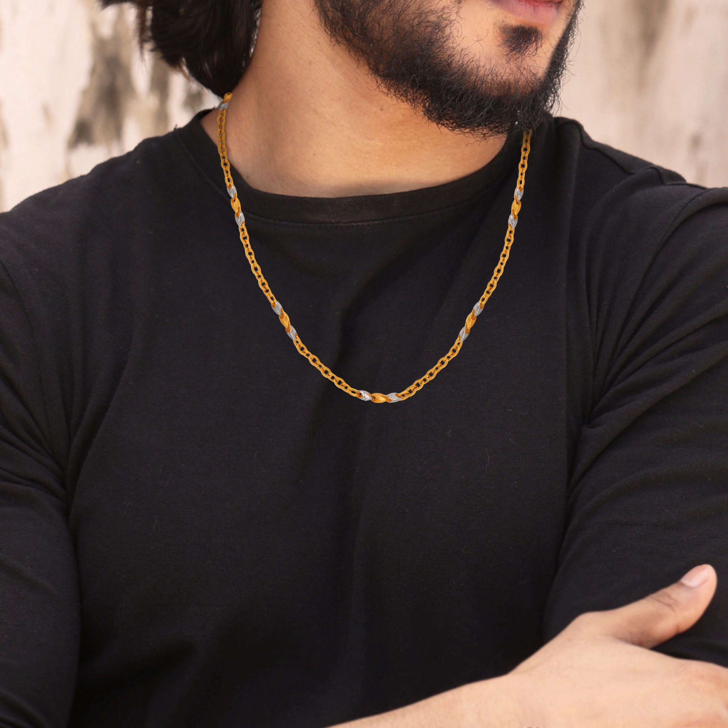 Crown Twist Duo Men's Gold Chain - Senco Gold and Diamonds