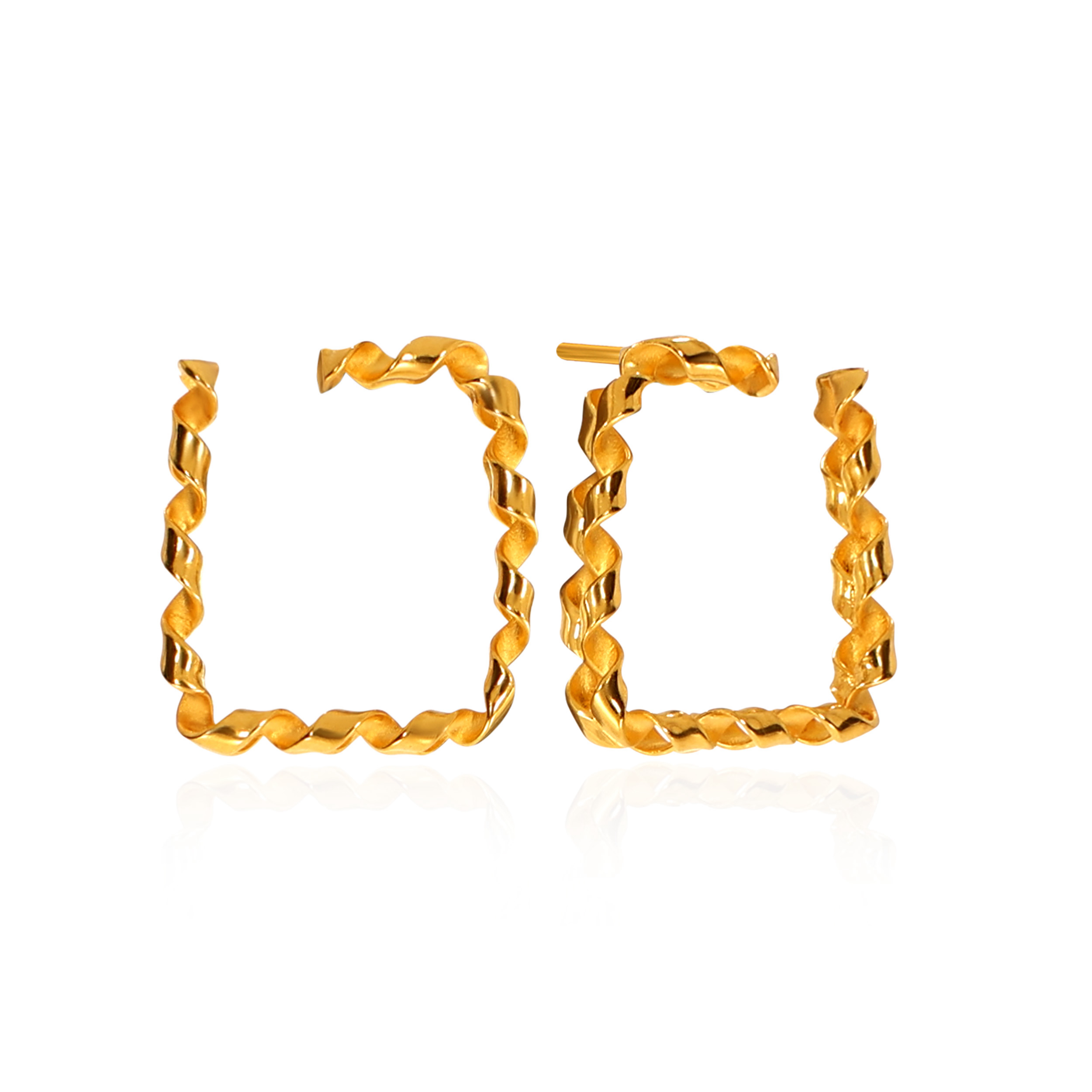 Twisted Ribbon Gold Studs - Senco Gold and Diamonds