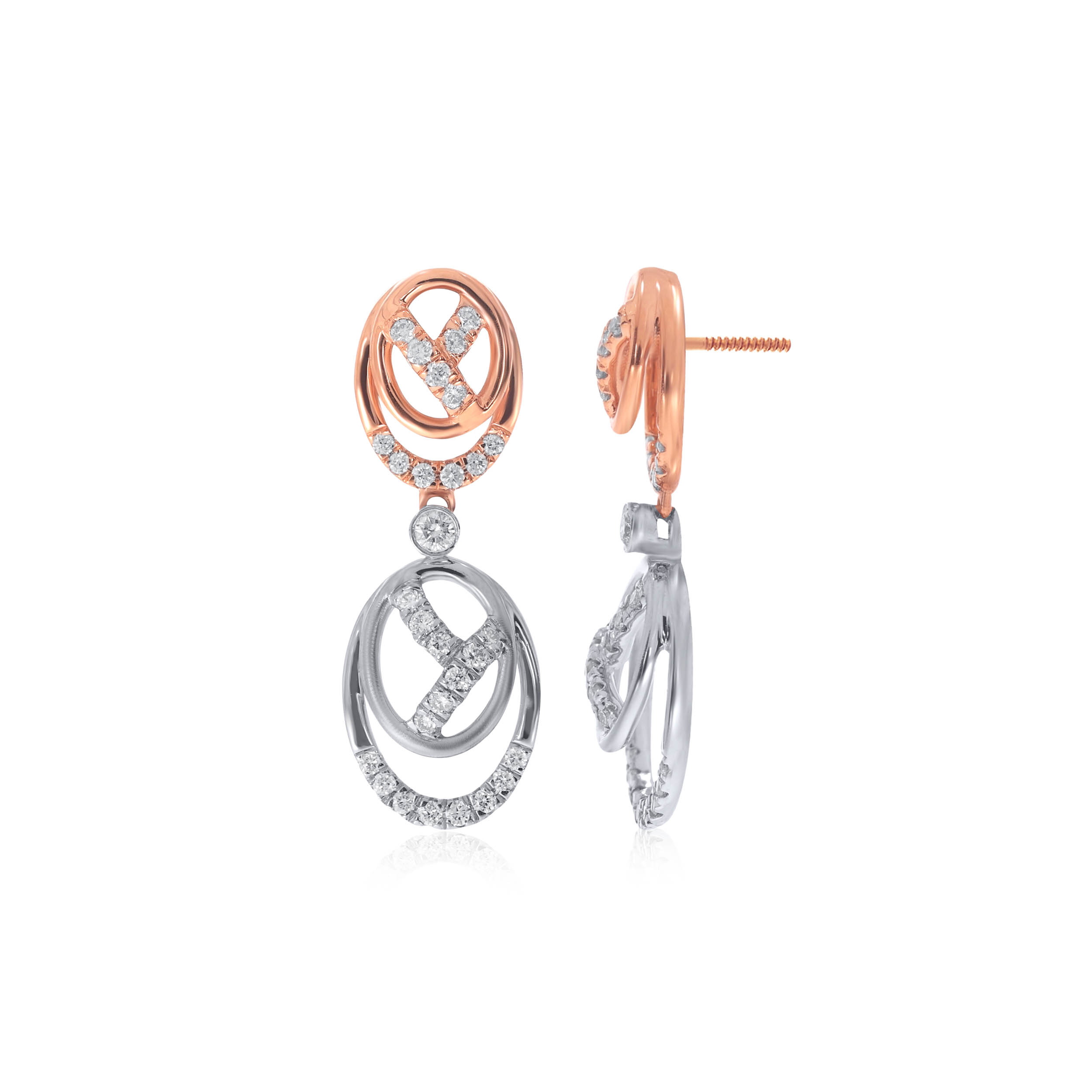 Dual Ellipse Platinum Danglers - Senco Gold and Diamonds