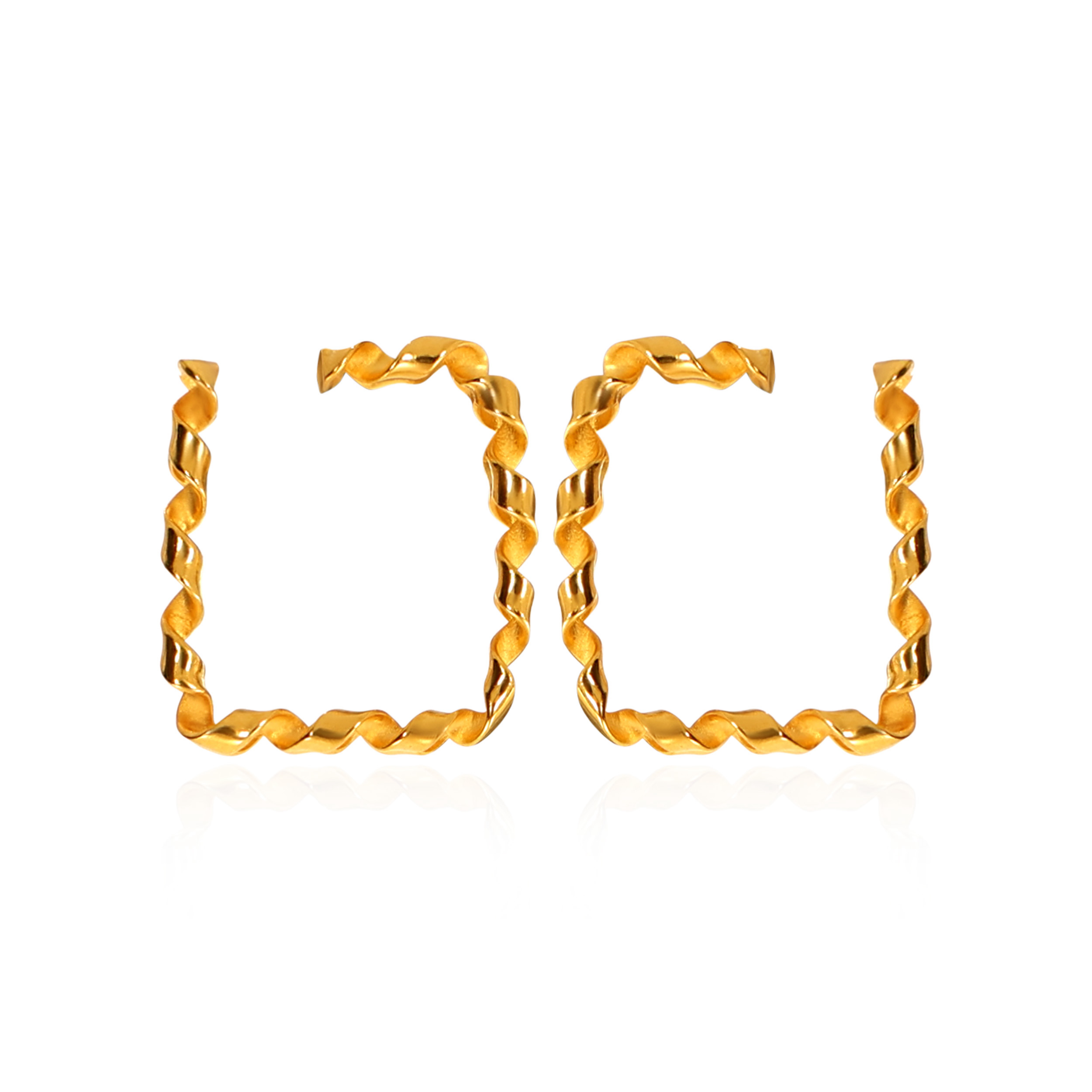 Twisted Ribbon Gold Studs - Senco Gold and Diamonds