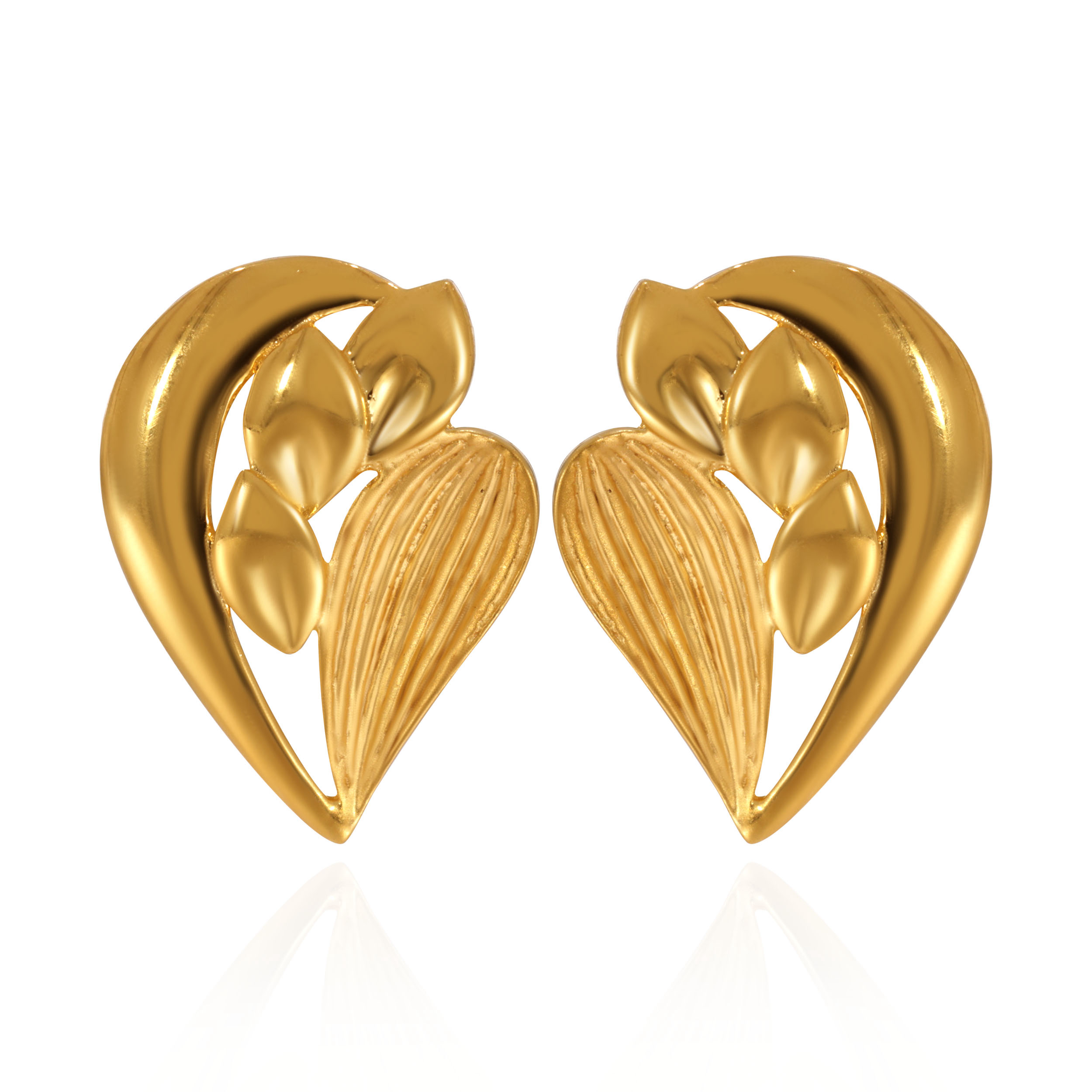 Leaflit Gleam Gold Studs - Senco Gold and Diamonds