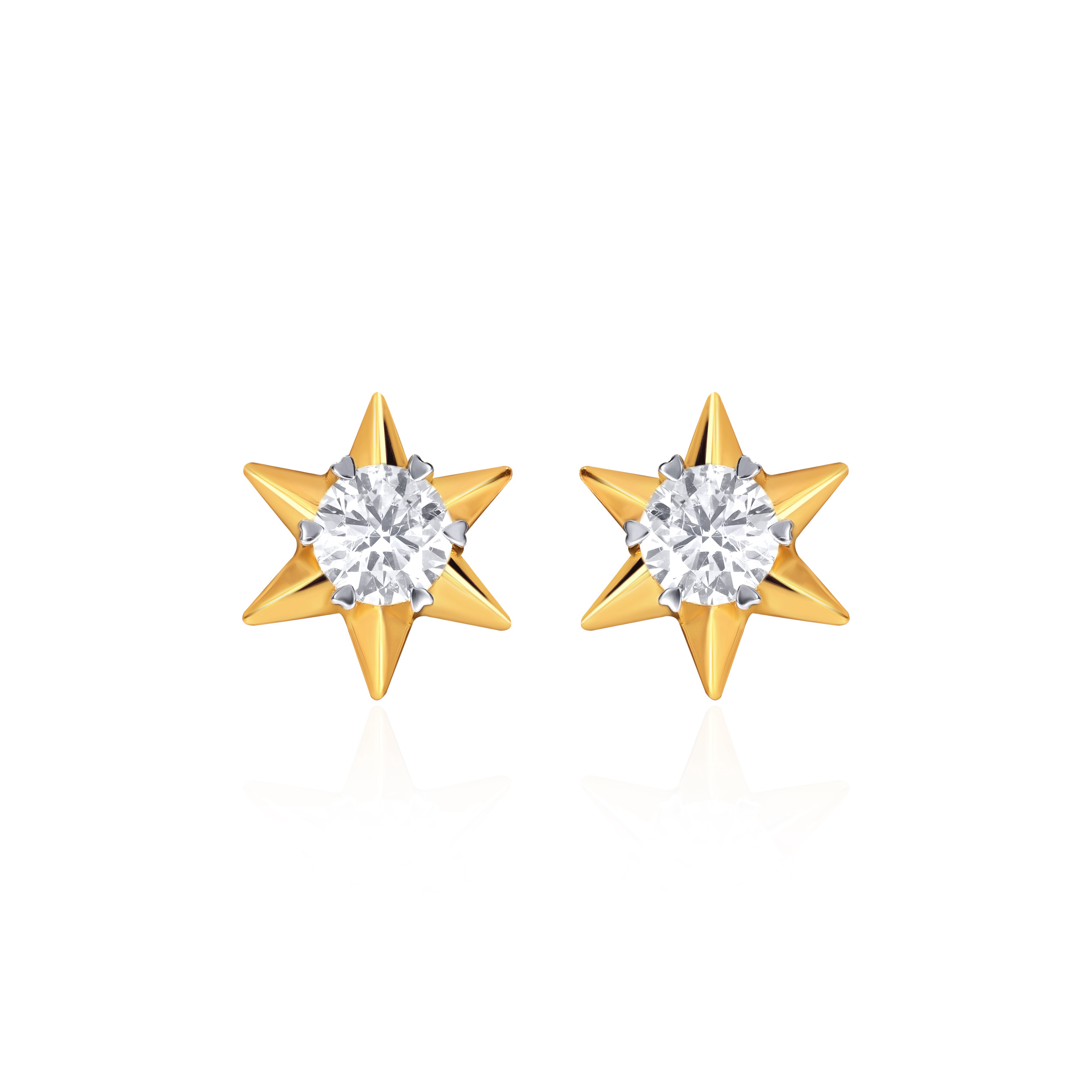 Starry Sheen Solitaire Studs - Senco Gold and Diamonds