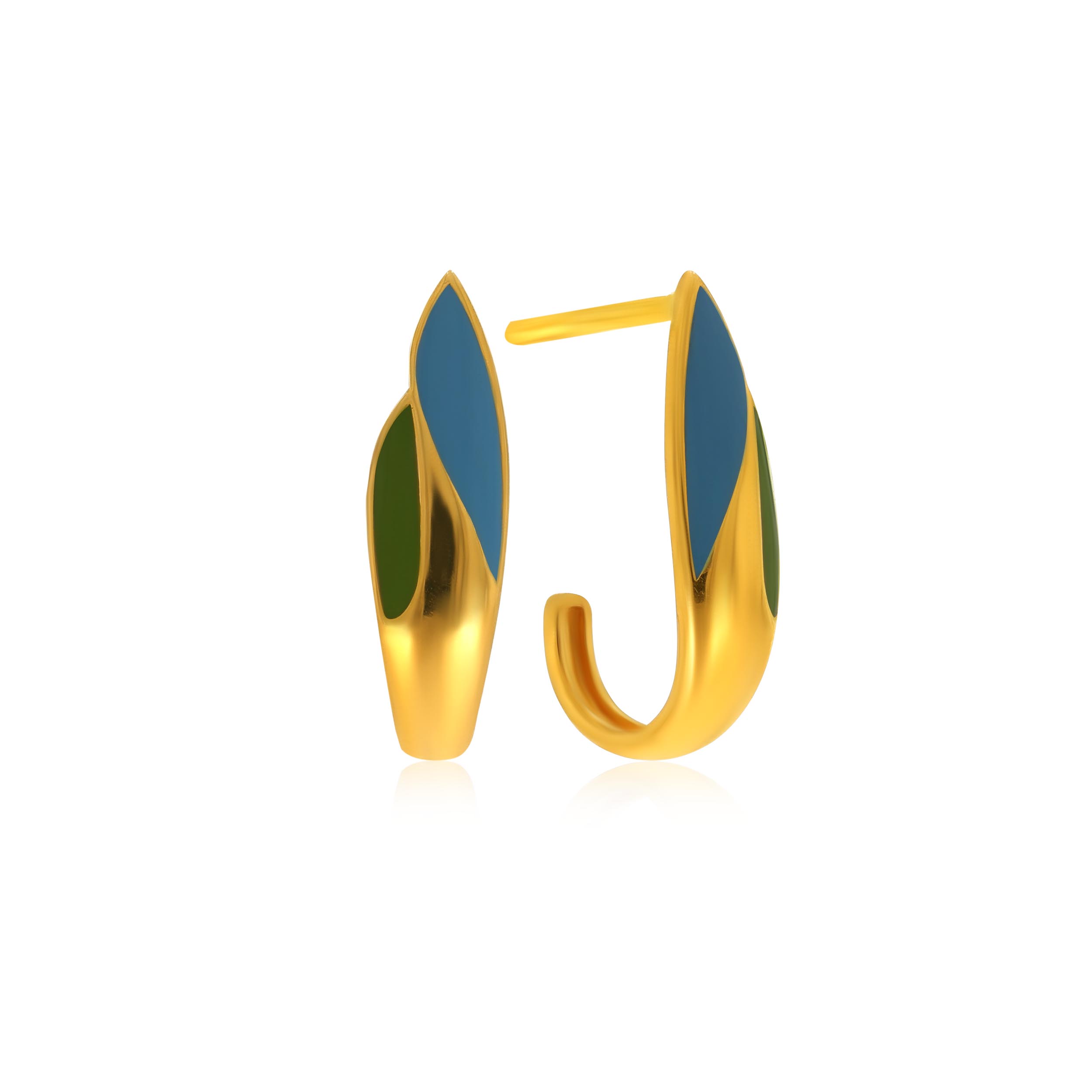 Leafy Duo Gold Studs - Senco Gold and Diamonds