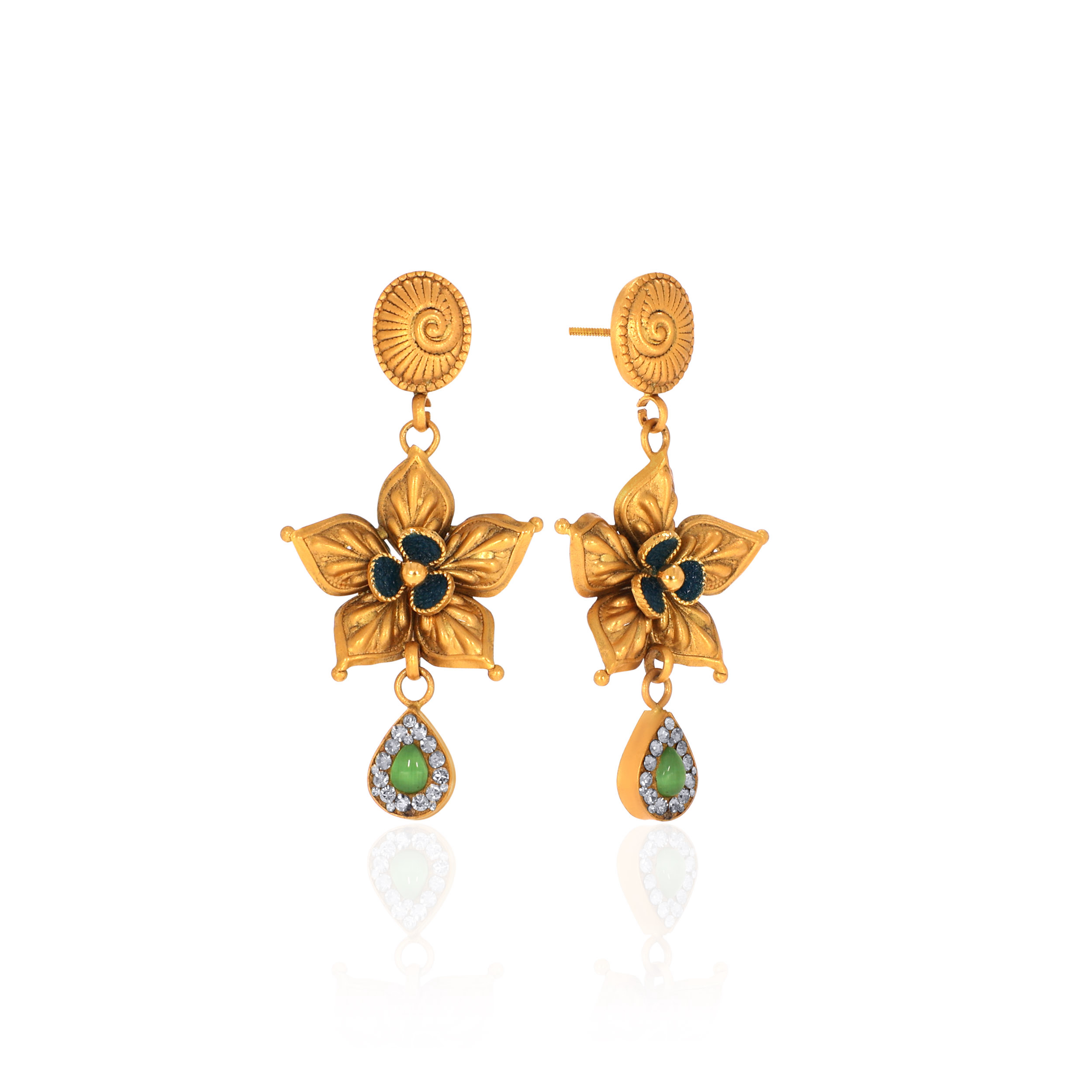 22K Yellow Gold Antique Kundan Drop Earrings-GPGN-D000779676 - Senco Gold and Diamonds