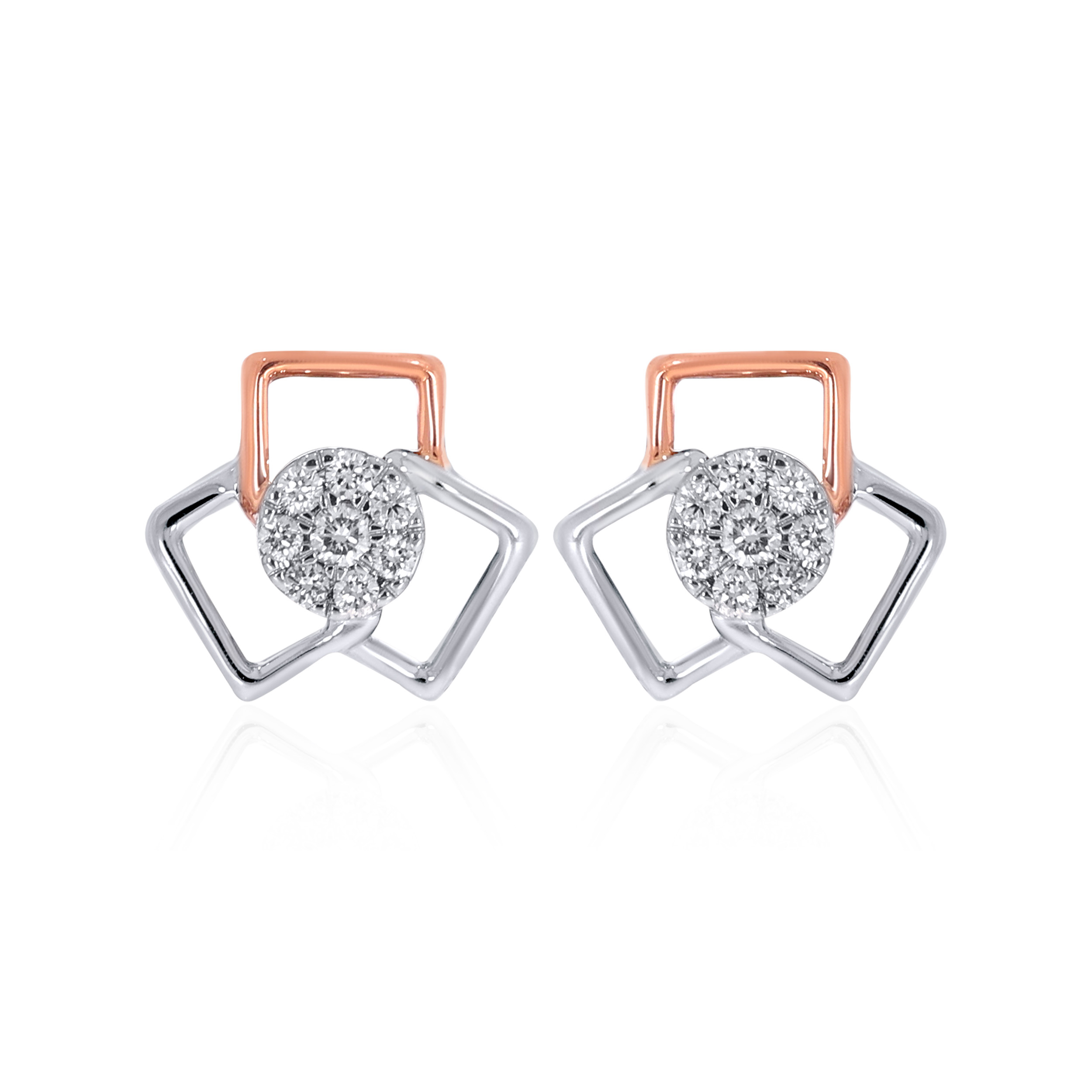 Geometric Trillium Platinum Studs - Senco Gold and Diamonds