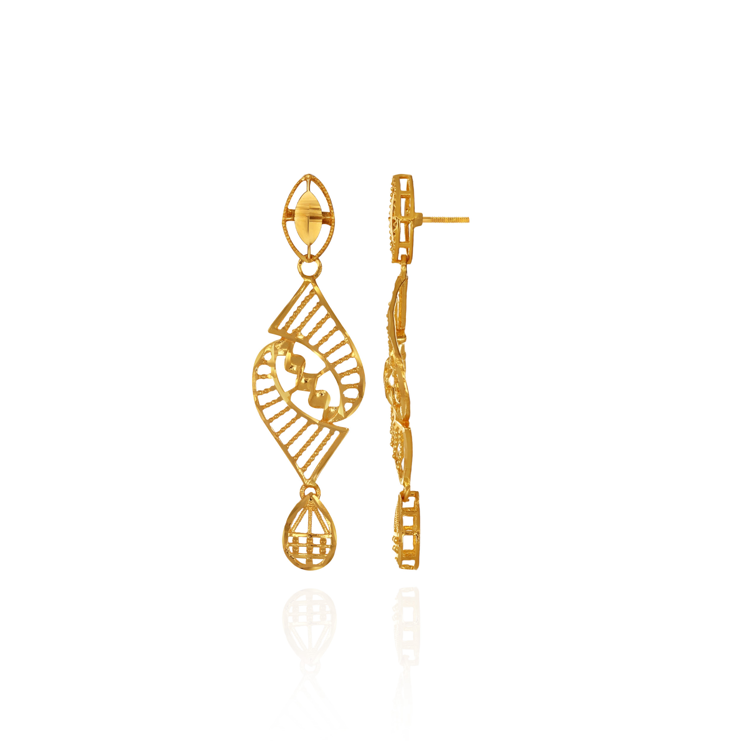 Curve Weave Gold Drops - Senco Gold and Diamonds