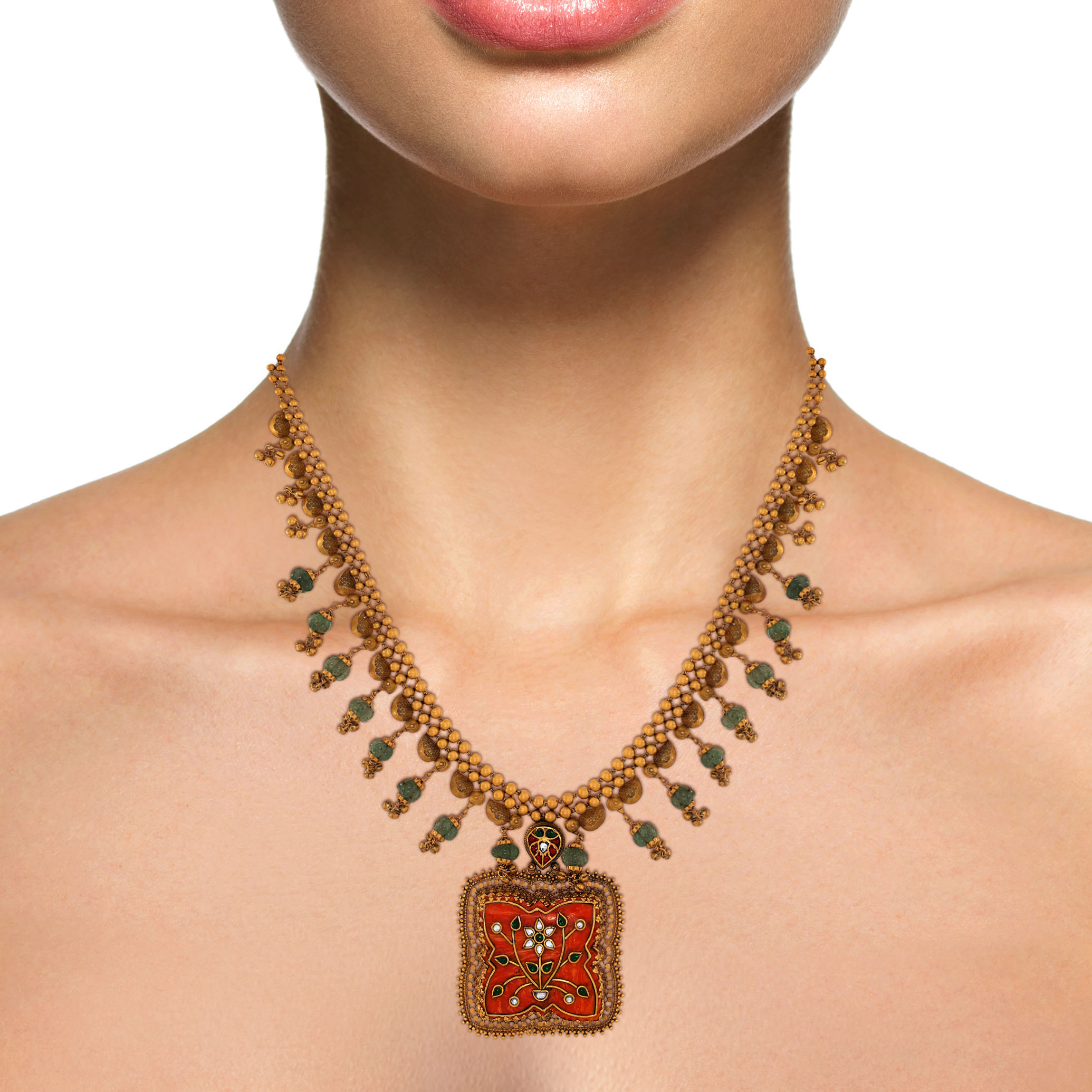 22K Yellow Gold Kundan Necklace-GN-D000788429 - Senco Gold and Diamonds