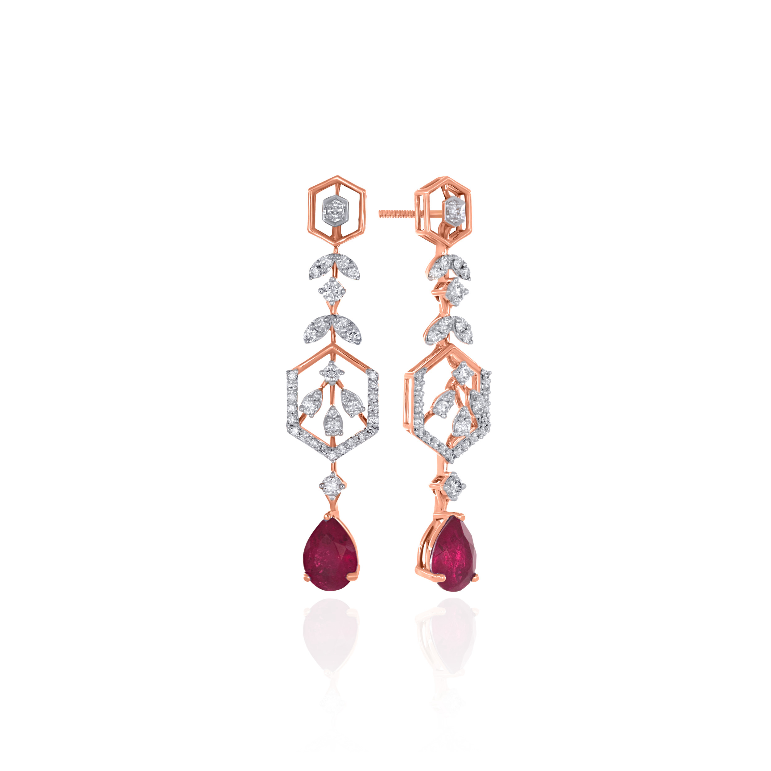 Blush Geometry Diamond Long Earrings - Senco Gold and Diamonds