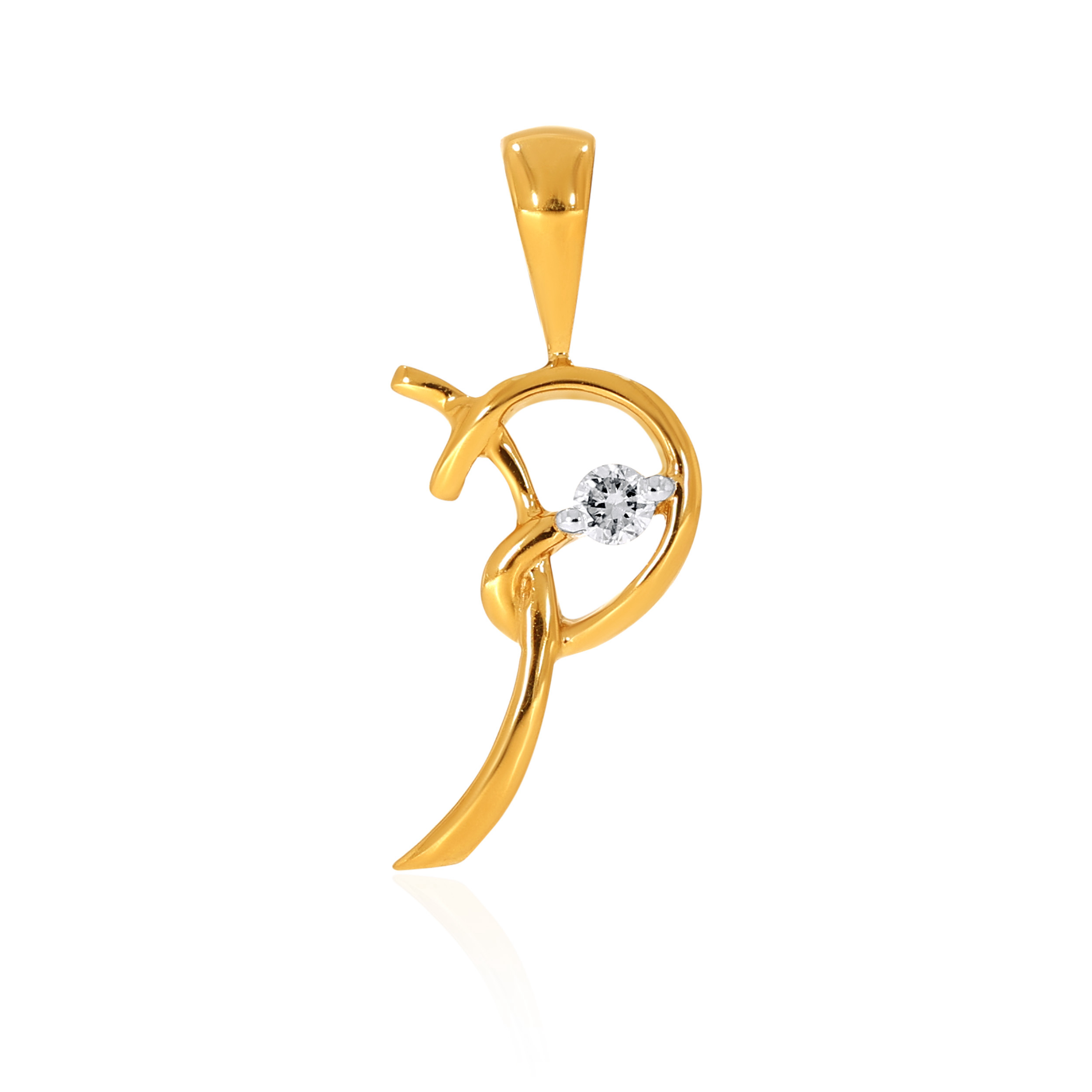 18K Yellow Gold P Alphabet Diamond Pendant-DPN-D000748612 - Senco Gold and Diamonds