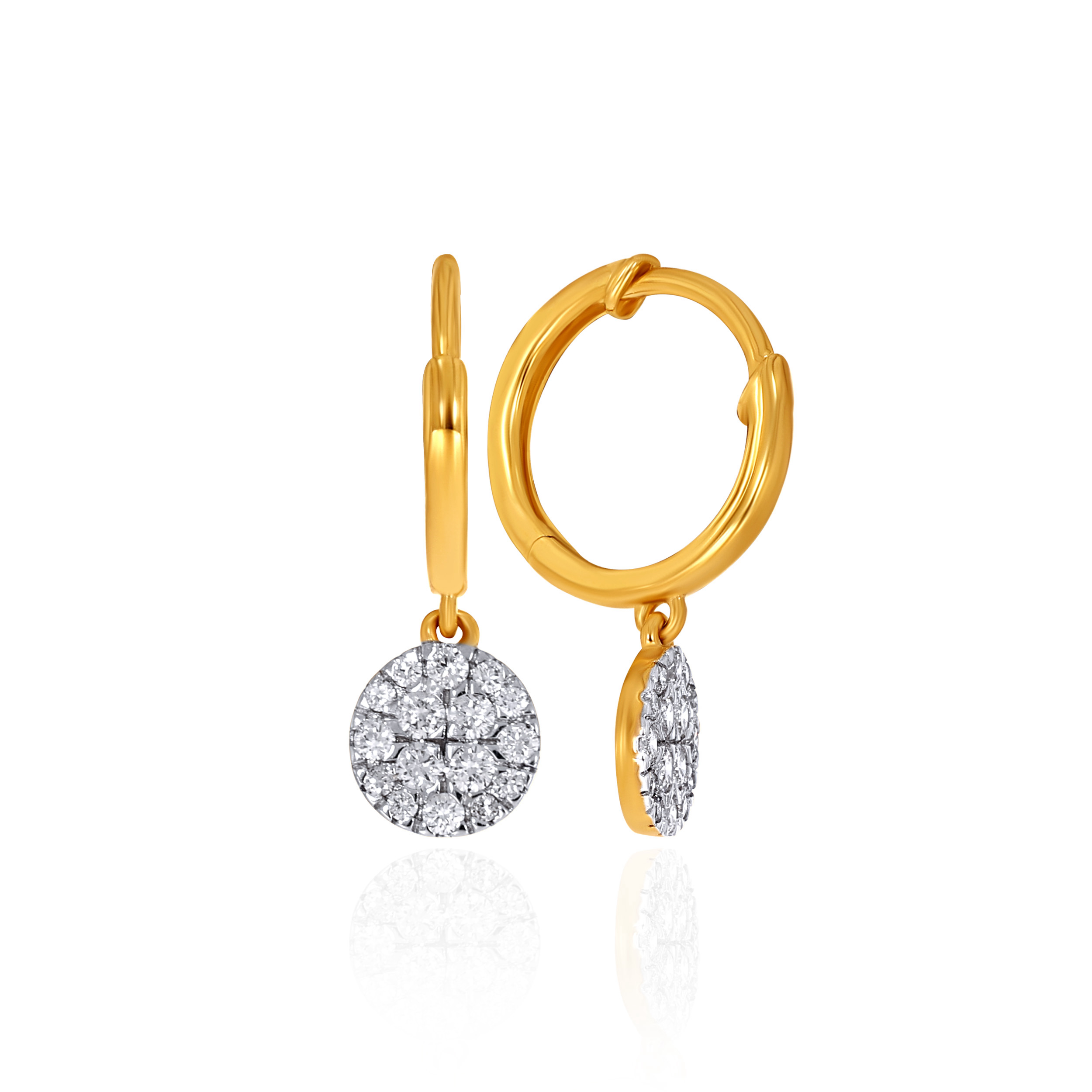 Brilliant Disc Diamond Hoop Earrings - Senco Gold and Diamonds