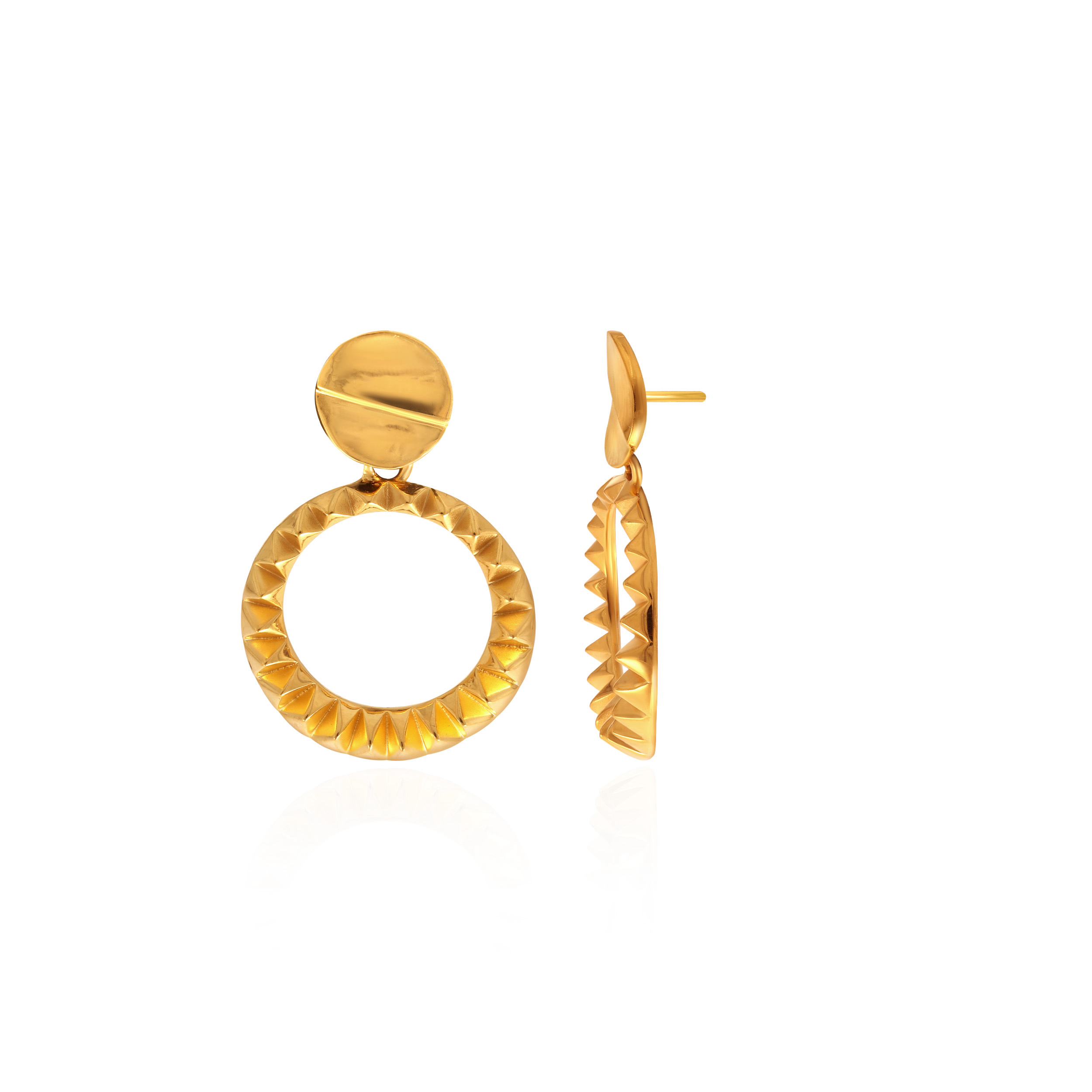 Gilded Halo Gold Drop Earrings - Senco Gold and Diamonds