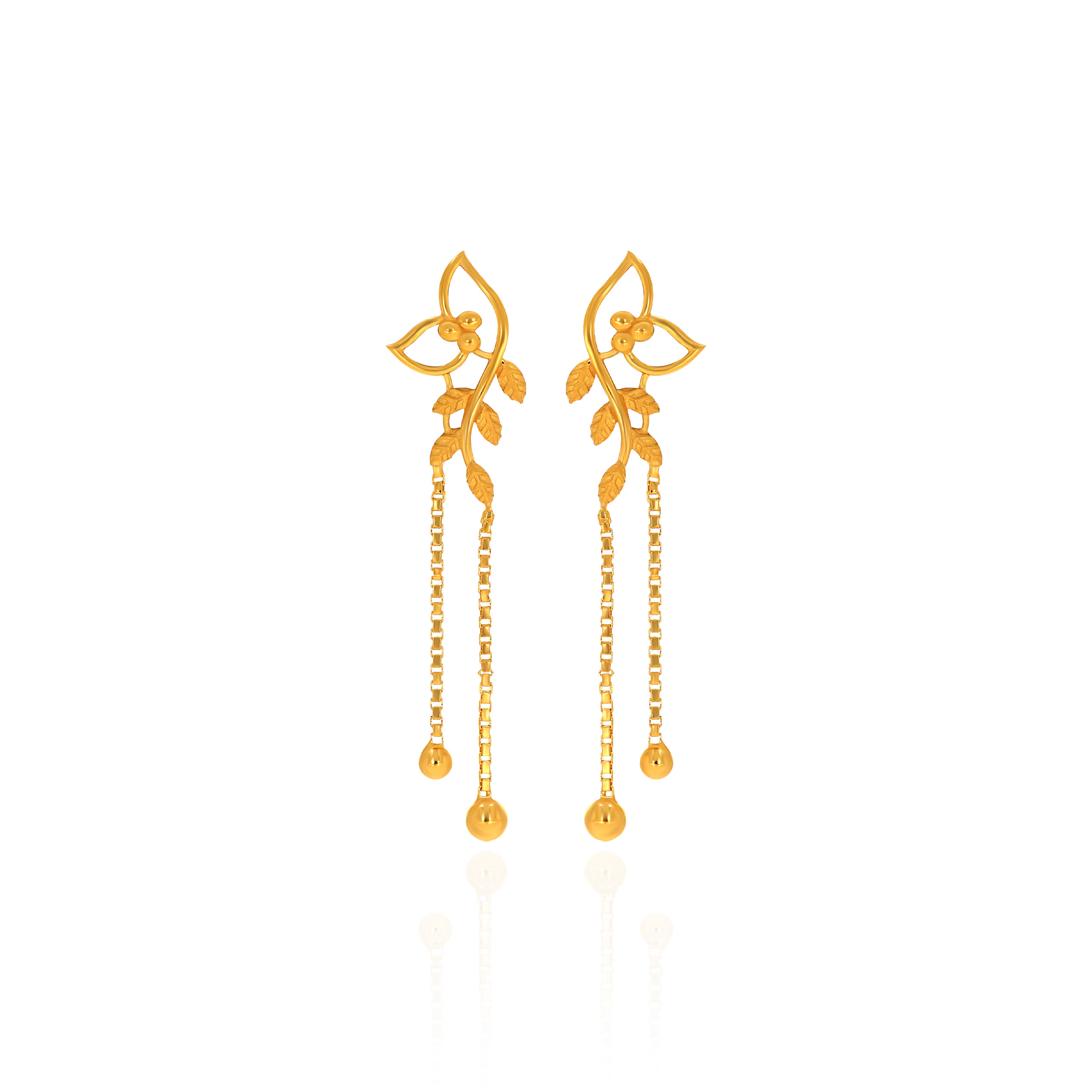 Gleaming Vines Gold Dangler Earrings - Senco Gold and Diamonds