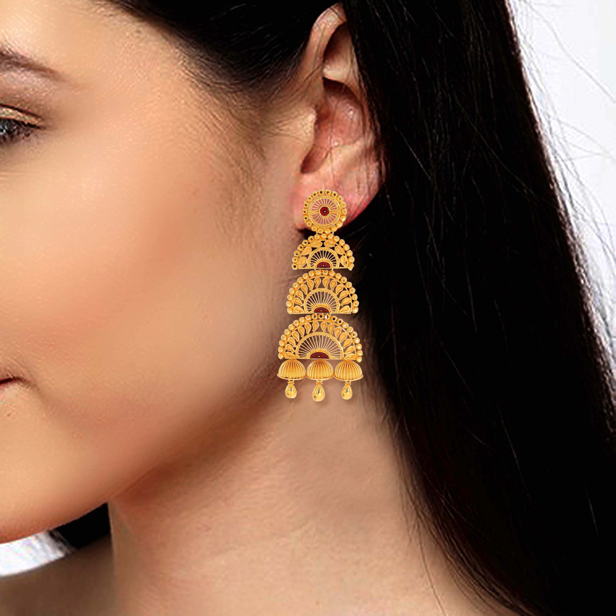 Epitome of Elegance Gold Danglers - Senco Gold and Diamonds