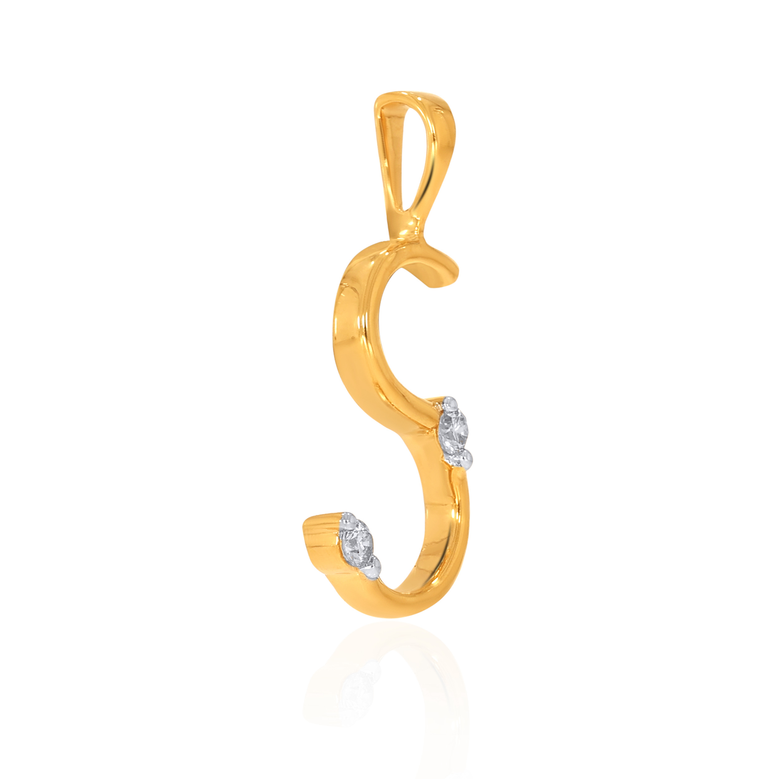 18K Yellow Gold S Alphabet Diamond Pendant-DPN-D000748619 - Senco Gold and Diamonds