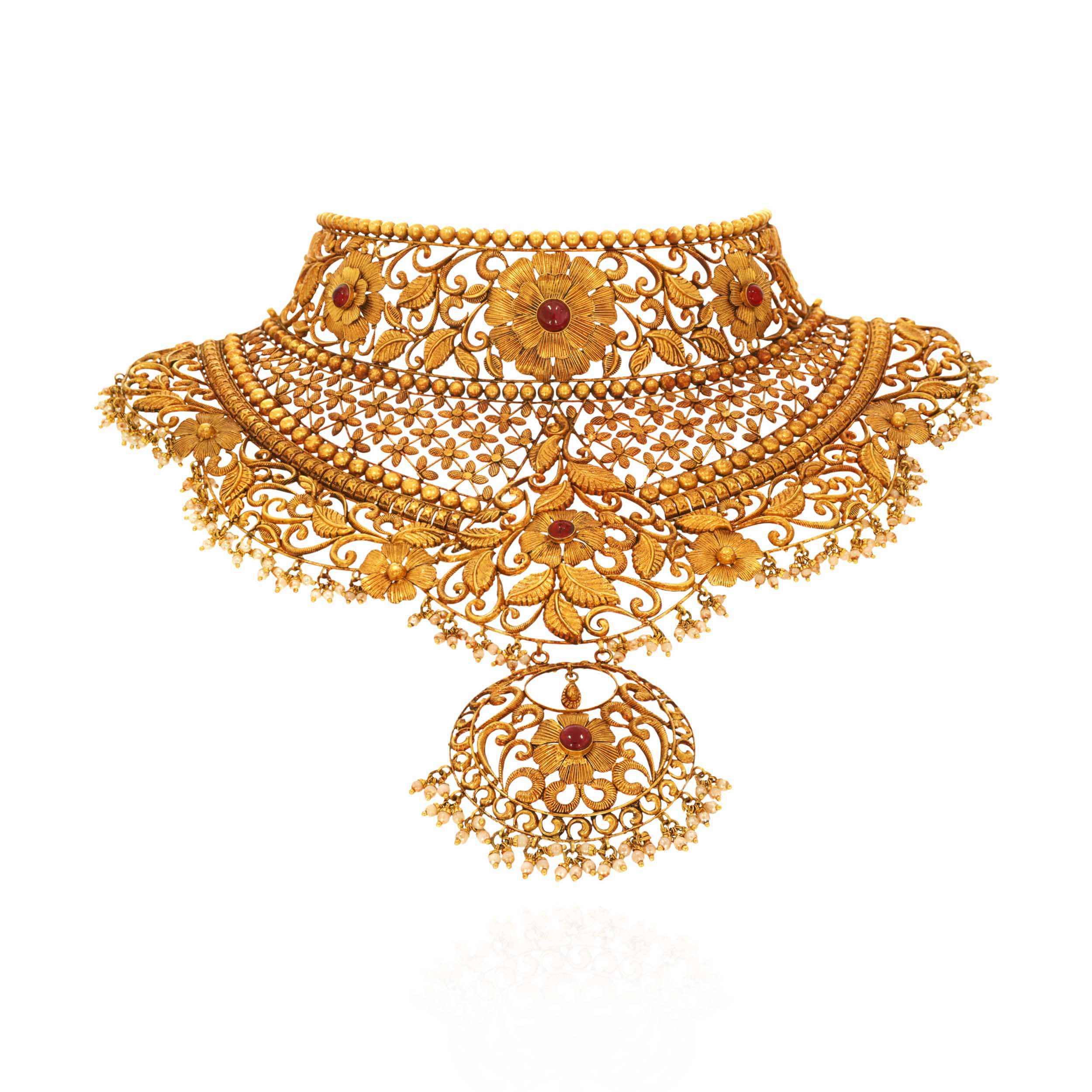 Ornate Ancestral Bridal Gold Choker - Senco Gold and Diamonds