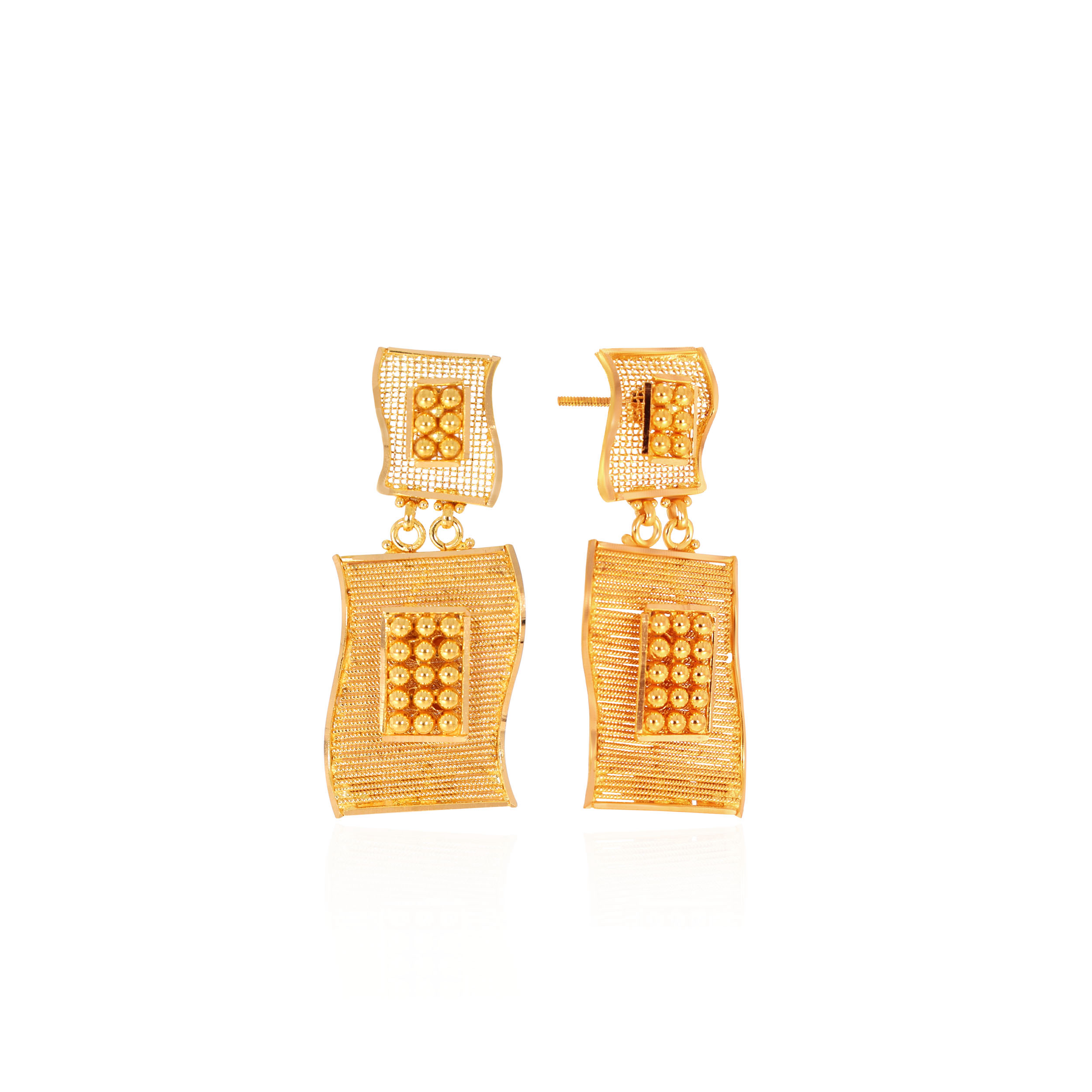 Modish Splendour Gold Drop Earrings - Senco Gold and Diamonds