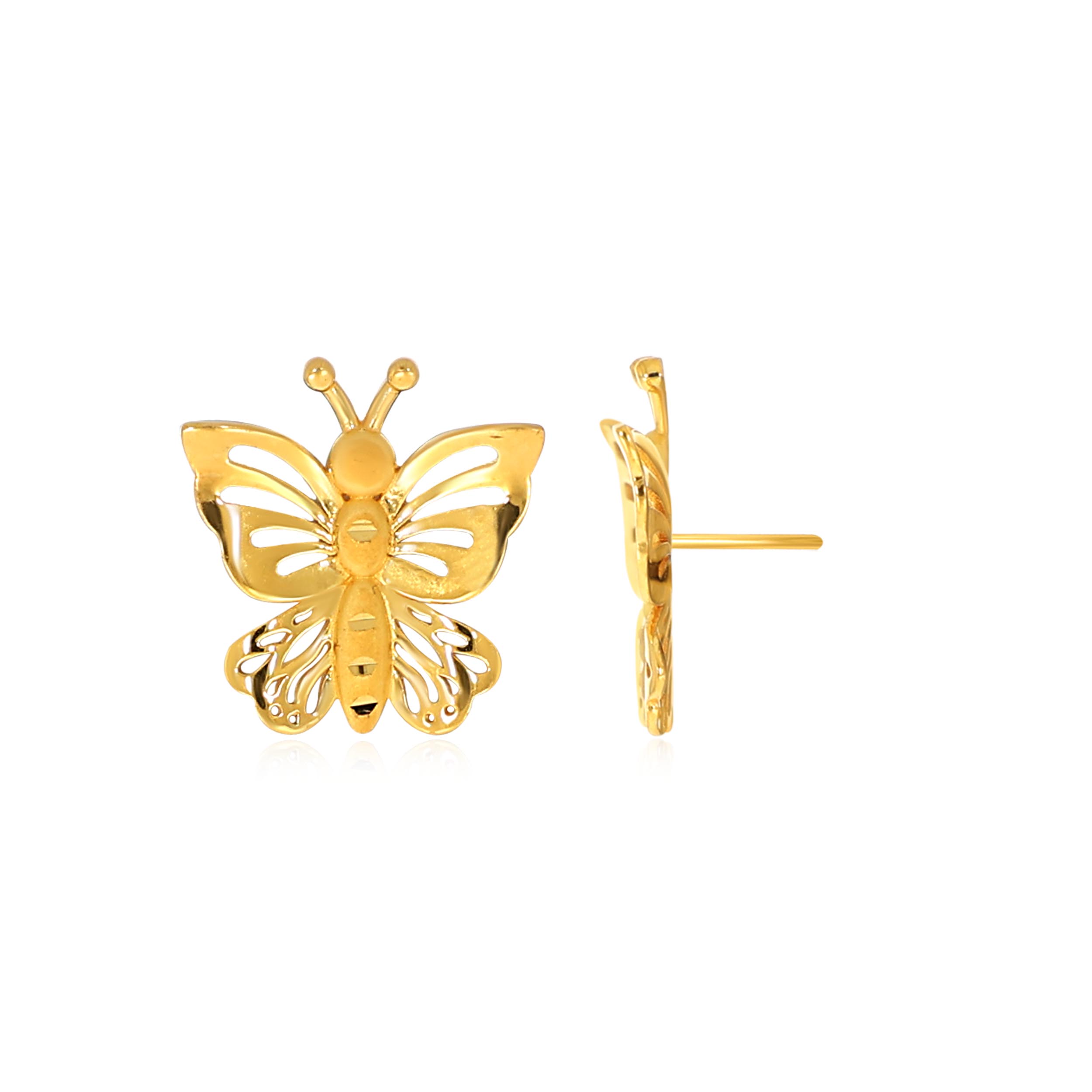 Minimal Mariposa Gold Studs - Senco Gold and Diamonds