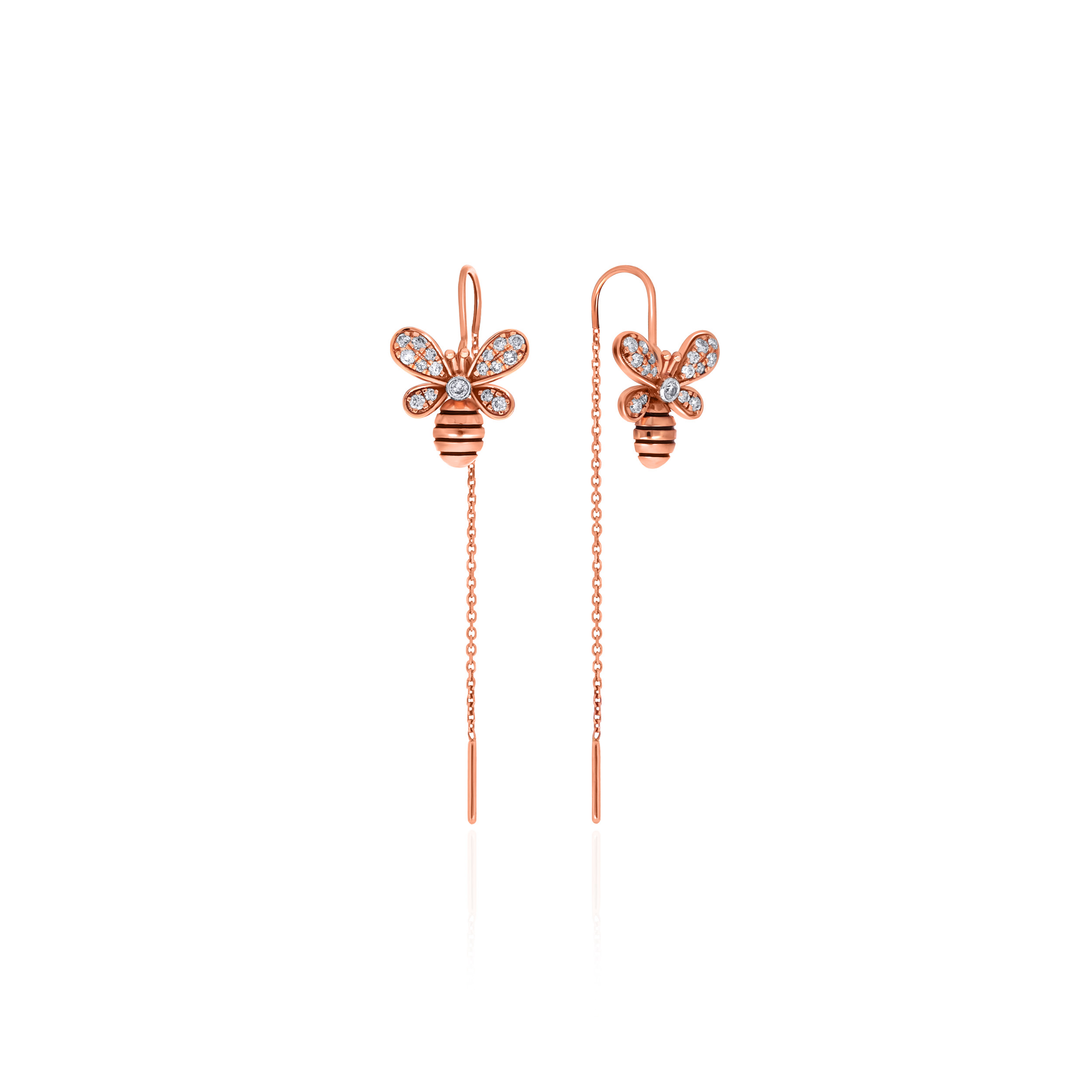 Sweet Bee Sui Dhaga Diamond Earrings - Senco Gold and Diamonds