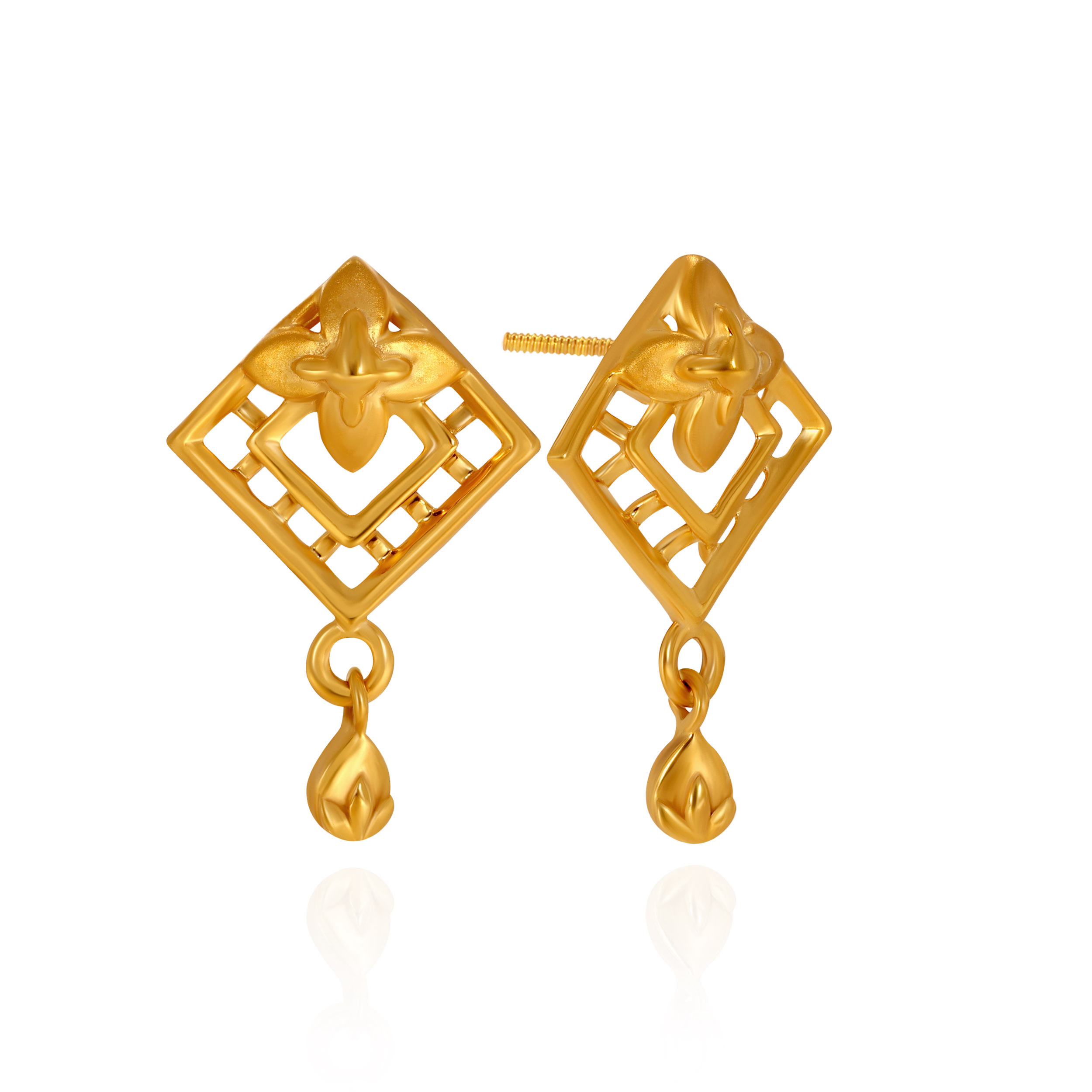 Angular Charm Gold Drop Earrings - Senco Gold and Diamonds