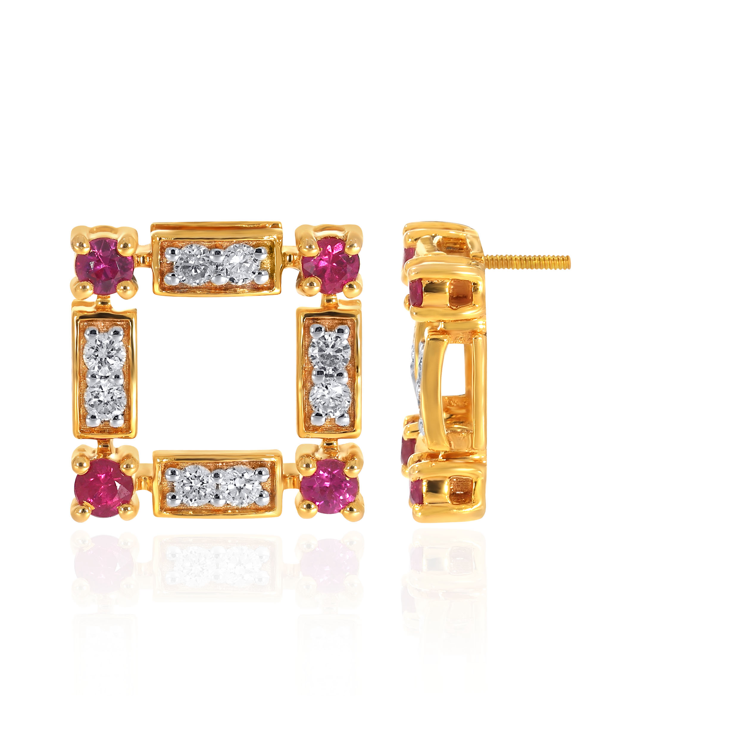 Radiant Square Diamond Studs - Senco Gold and Diamonds