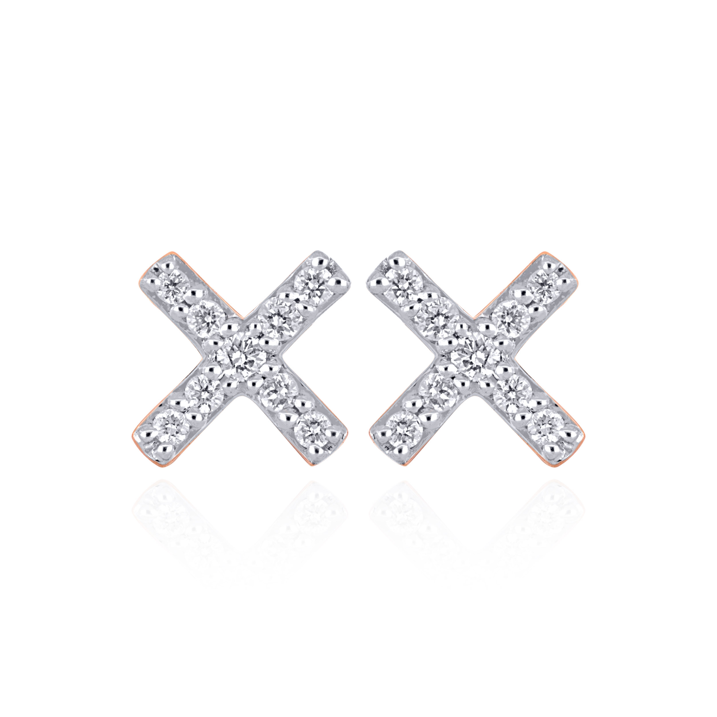 Glitter Cross Diamond Studs - Senco Gold and Diamonds