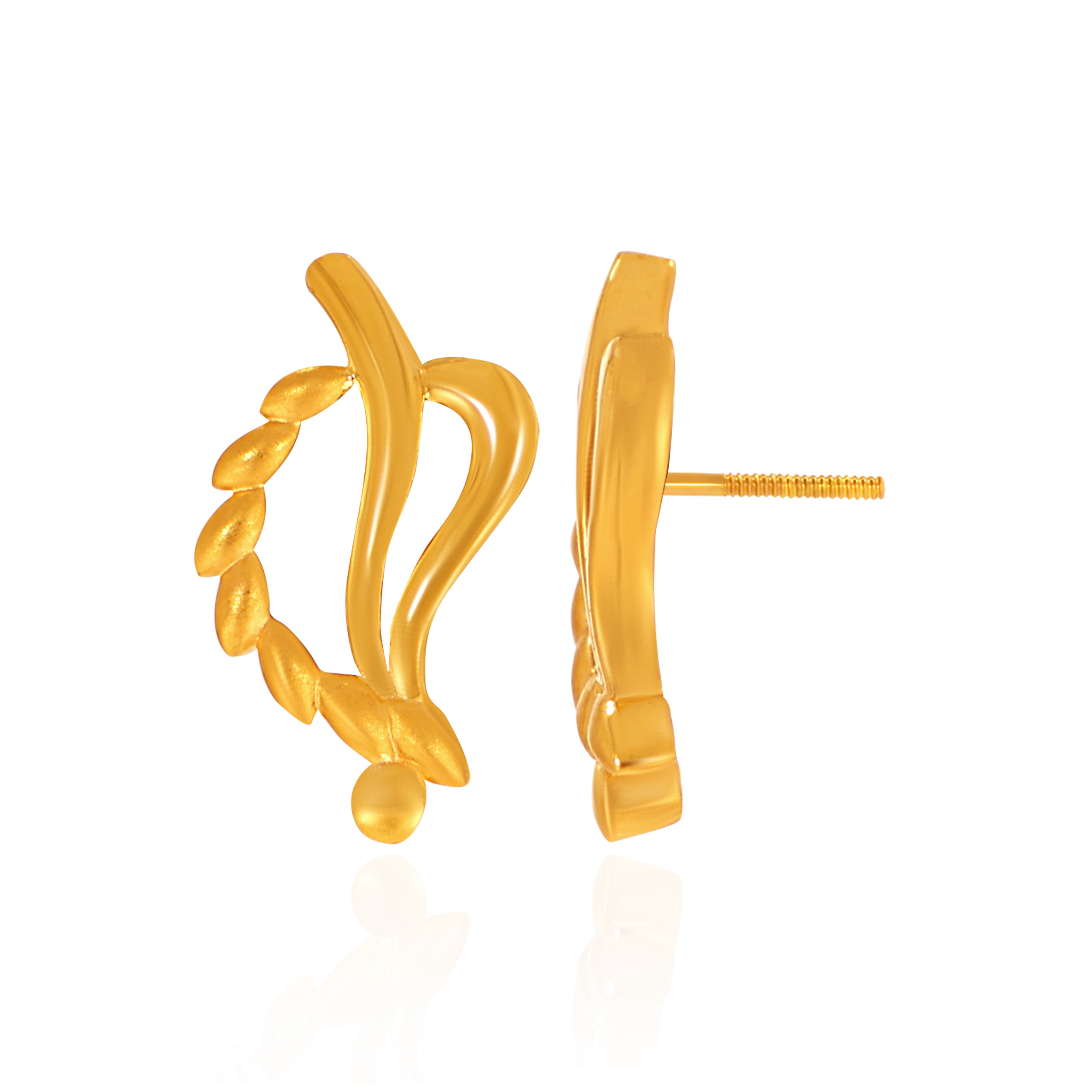 Verdant Whirl Gold Studs - Senco Gold and Diamonds