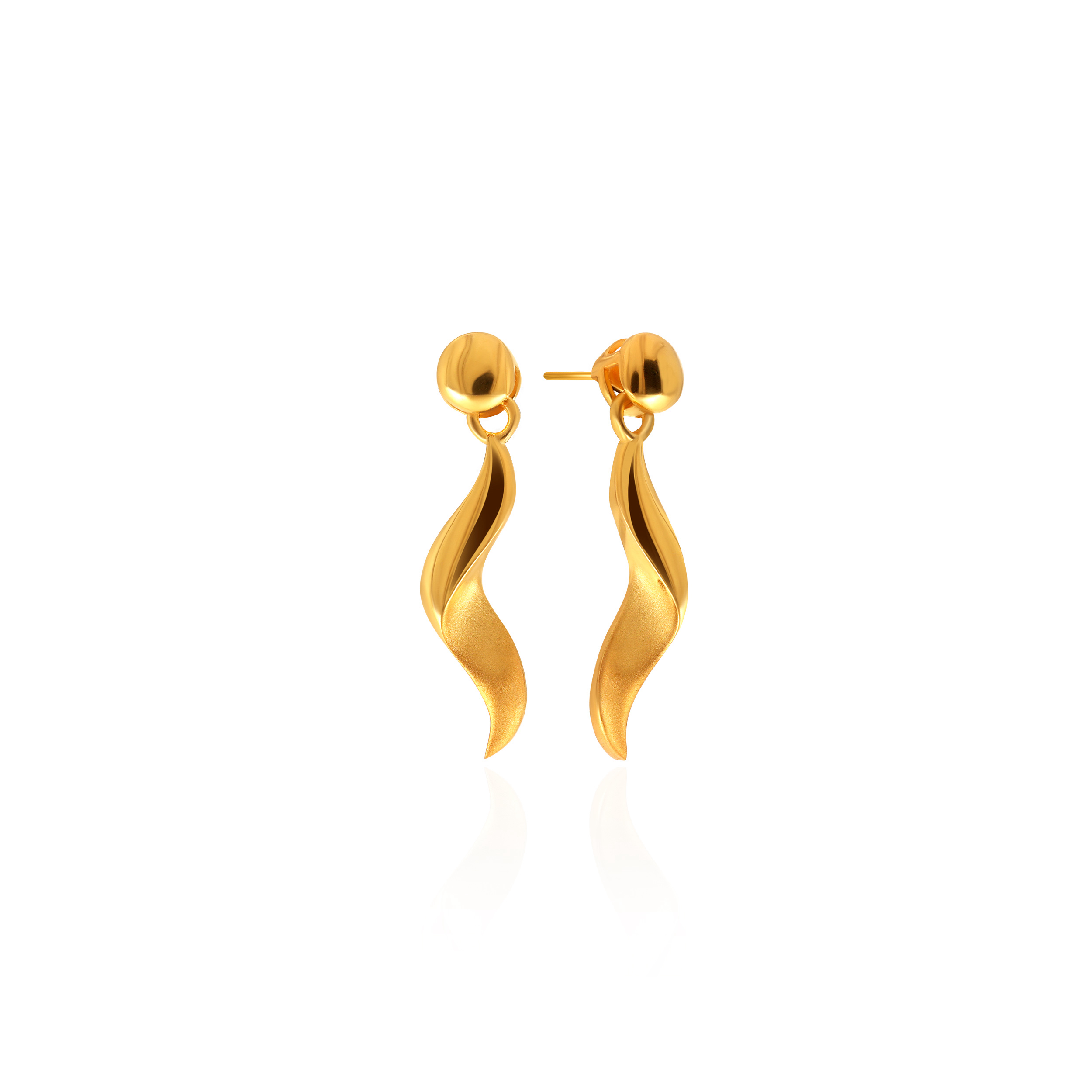 Wavy Trail Gold Drop Earrings - Senco Gold and Diamonds