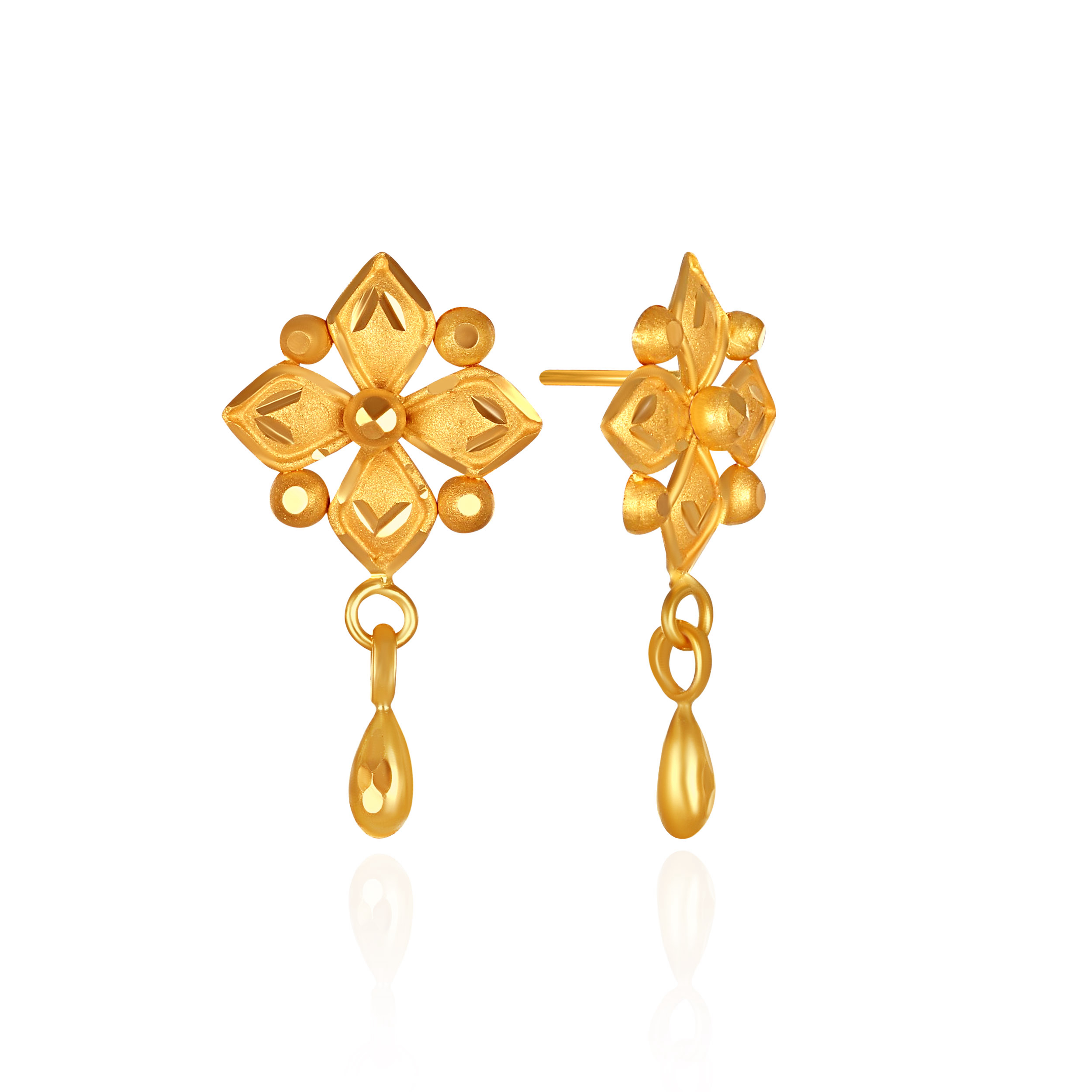 Elegant Heritage Floral Gold Drops - Senco Gold and Diamonds