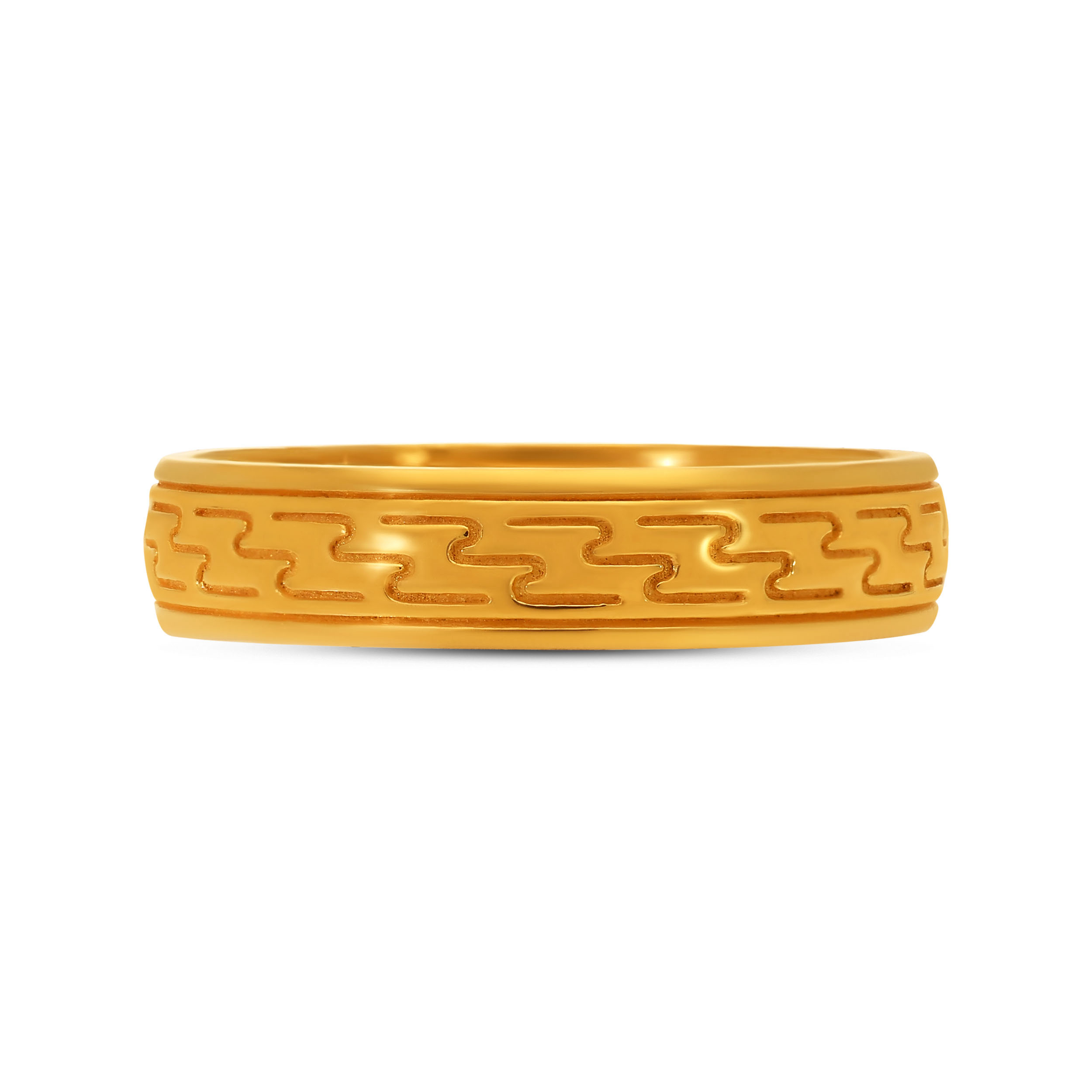 Sculpted Meridian Men's Gold Band - Senco Gold and Diamonds