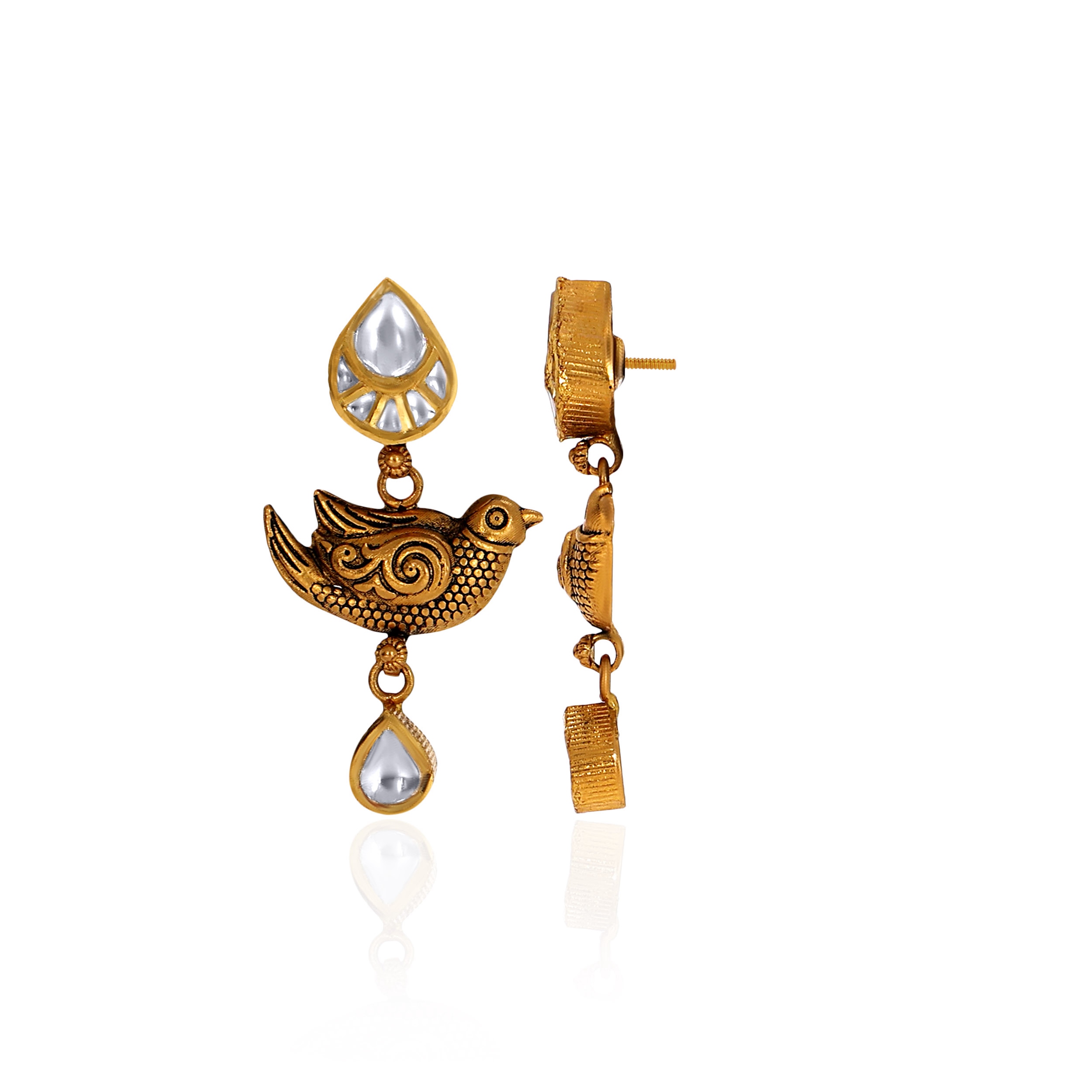 22K Yellow Gold Kundan Earrings-GPGN-D000788459 - Senco Gold and Diamonds