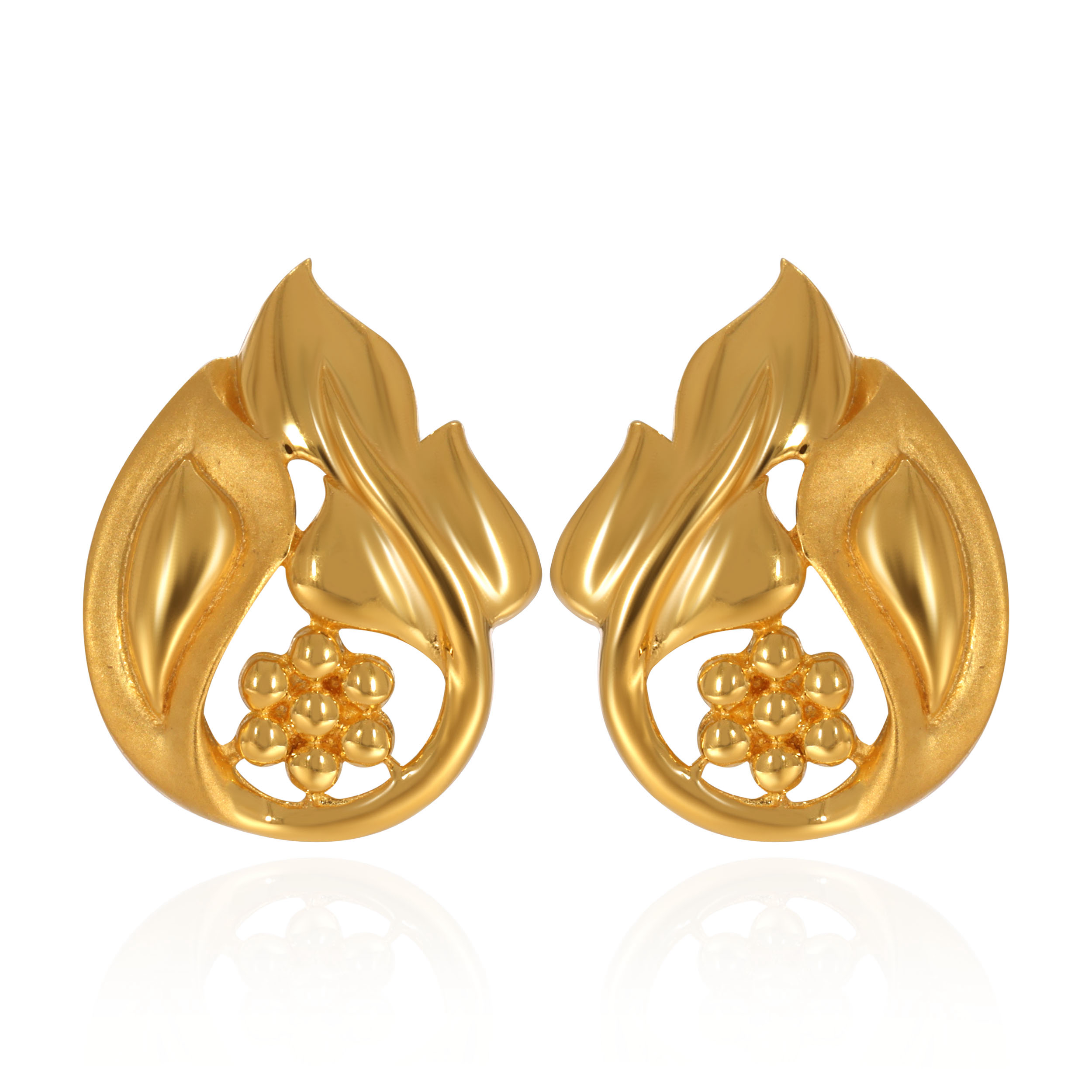 Curved Grace Gold Studs - Senco Gold and Diamonds