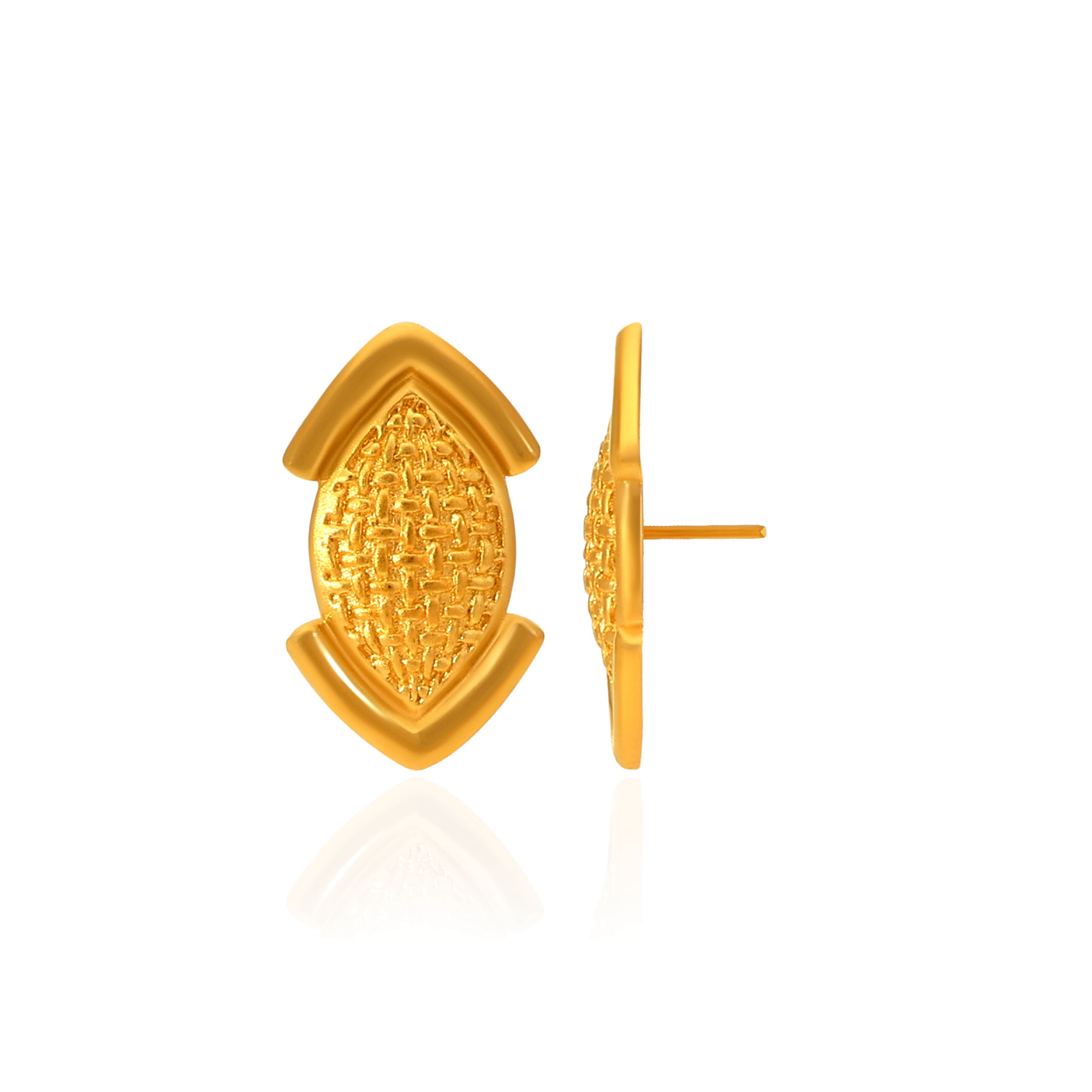 Sleek Cross-Hatch Gold Studs - Senco Gold and Diamonds