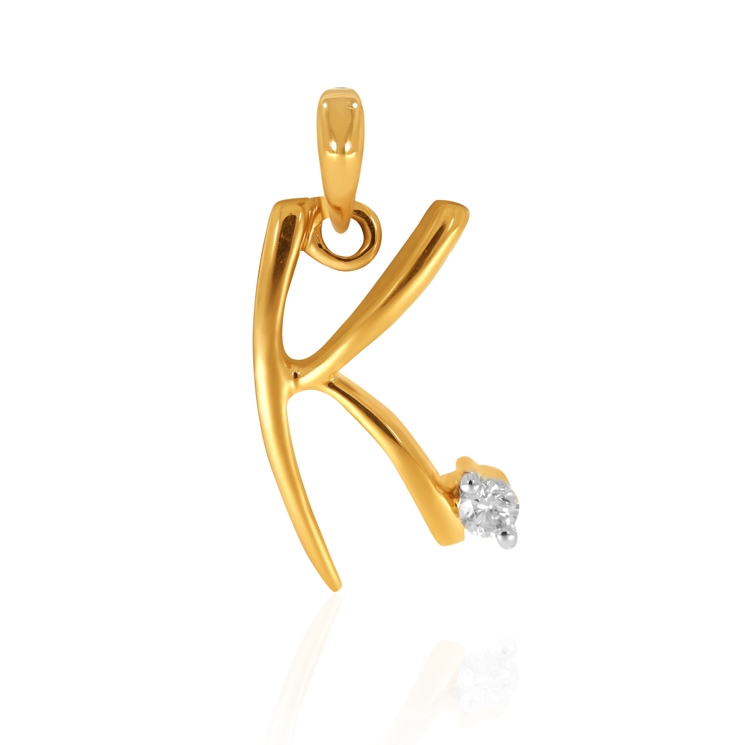 18K Yellow Gold K Alphabet Diamond Pendant-DPN-D000748621 - Senco Gold and Diamonds