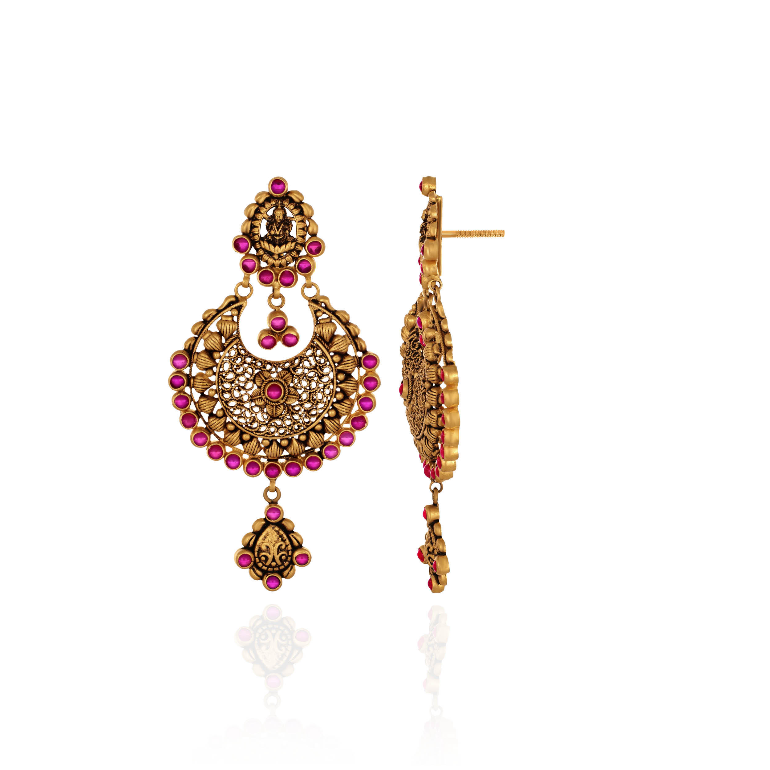 Crescent Empress Chandbali Gold Earrings - Senco Gold and Diamonds