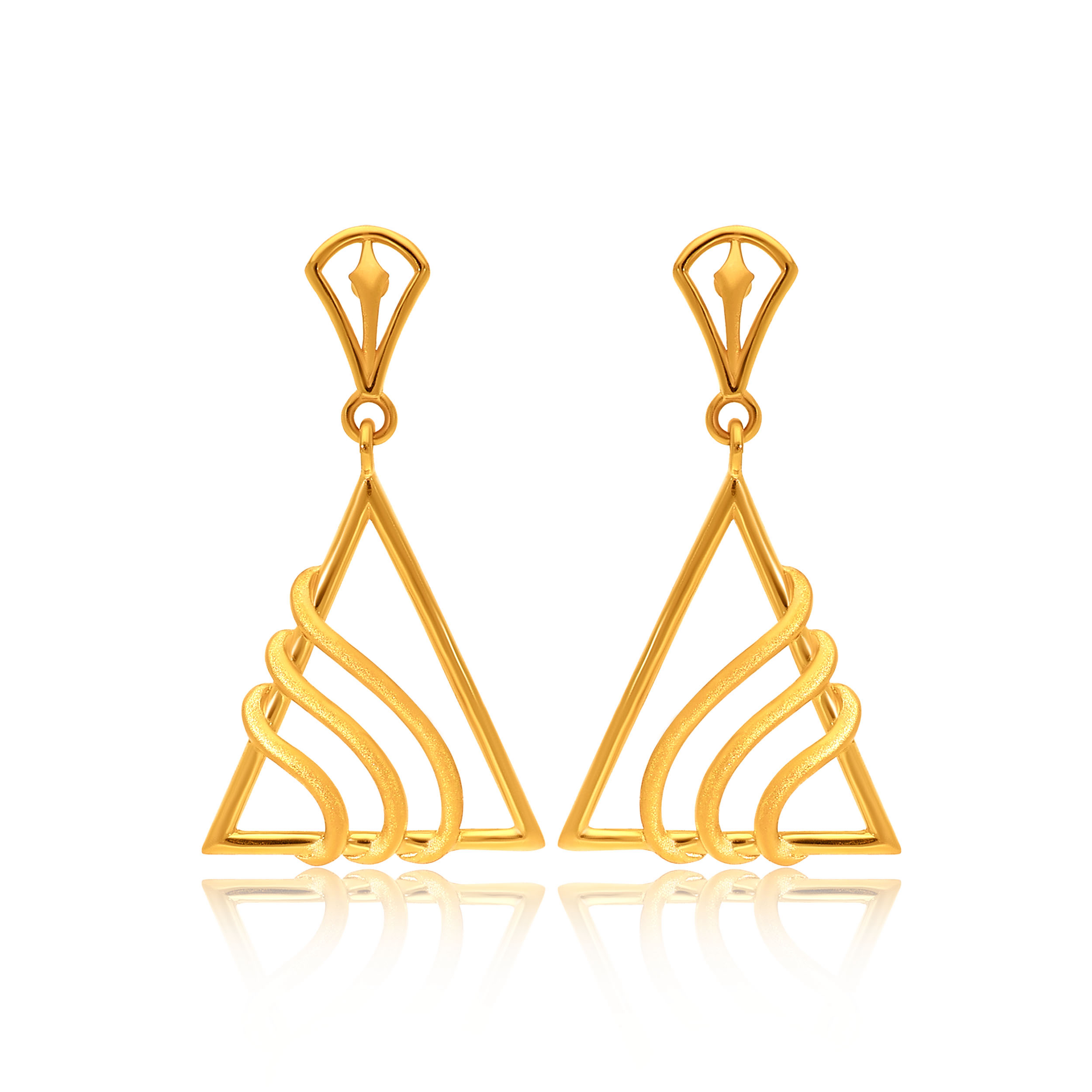 Apex Triangle Gold Drop Earrings - Senco Gold and Diamonds