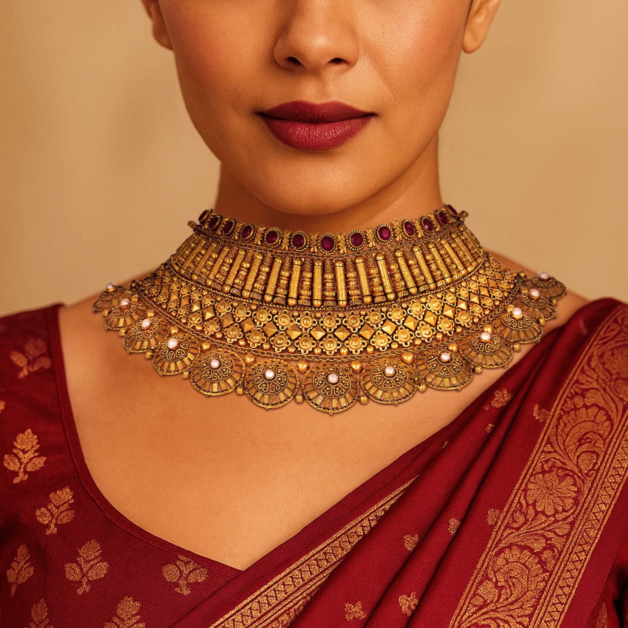 Ceremonial Splendour Gold Choker - Senco Gold and Diamonds