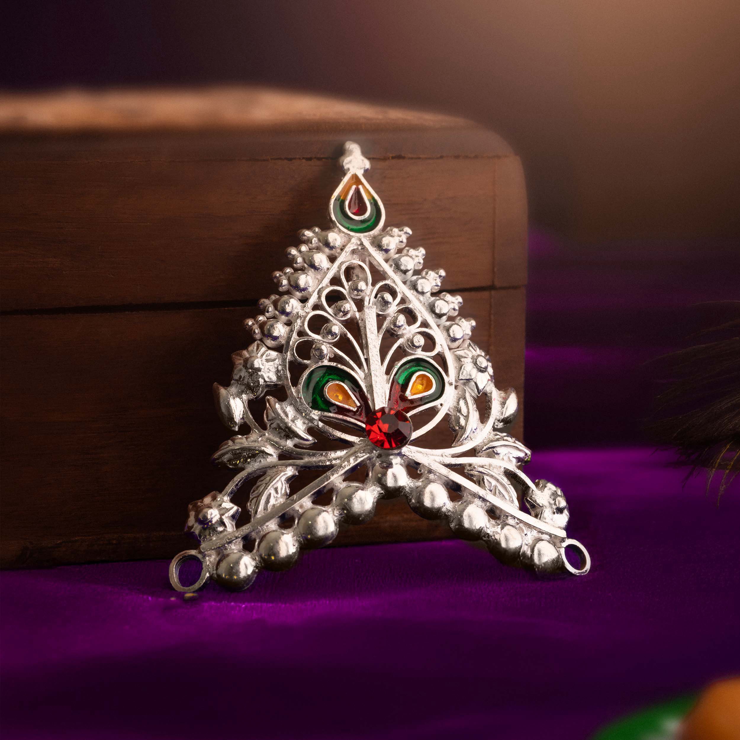 Regal Enamel Silver Mukut - Senco Gold and Diamonds