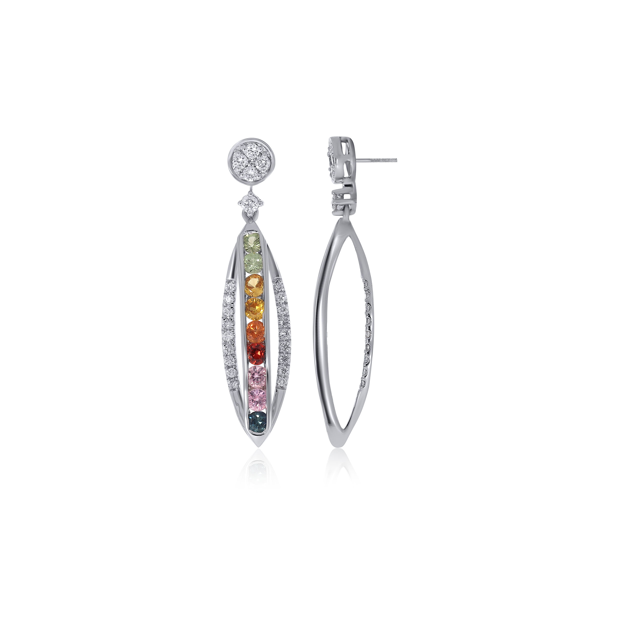 Colourful Spectrum Diamond Drop Earrings - Senco Gold and Diamonds