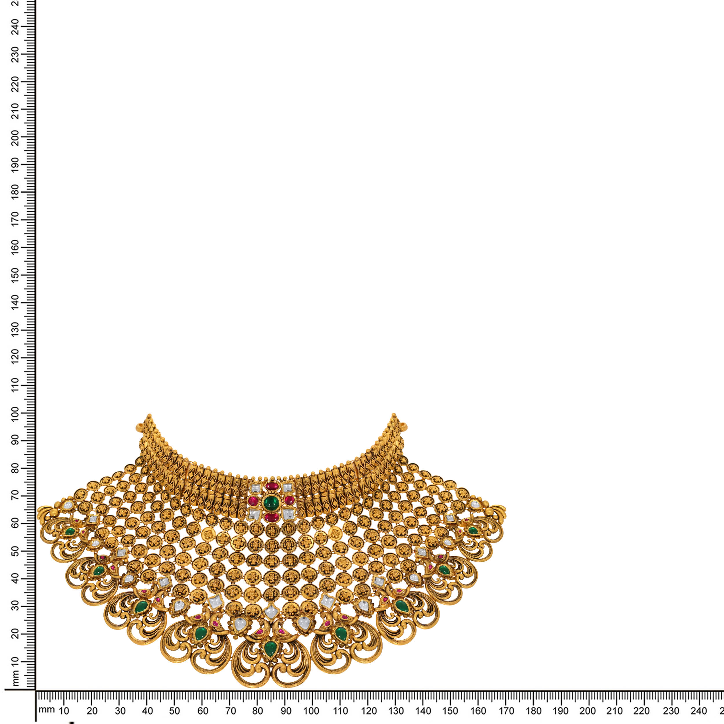 Floral Delight Antique Gold Kundan Choker Necklace - Senco Gold and Diamonds