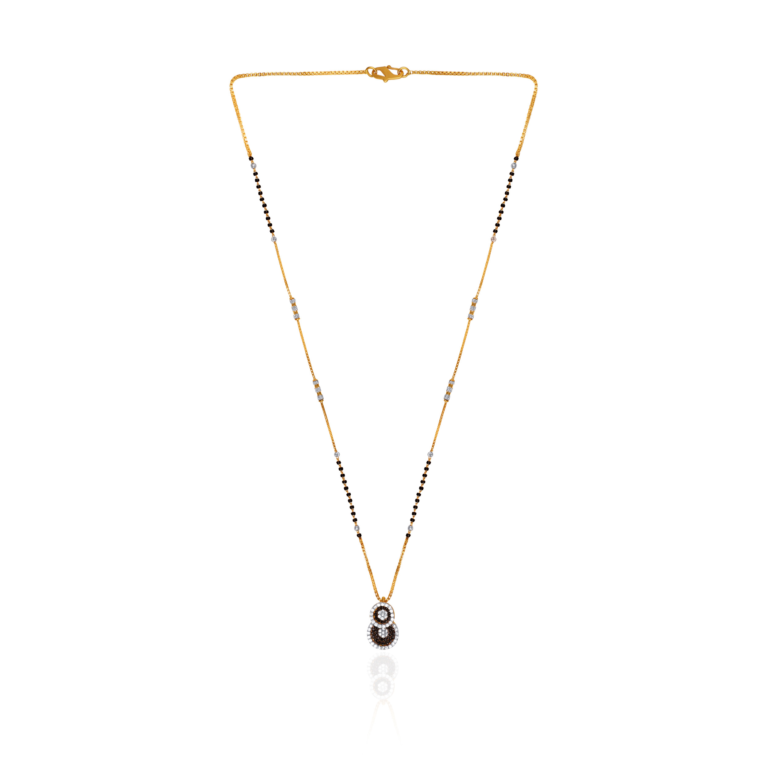 Graceful Black Bead Accent Gold Mangalsutra - Senco Gold and Diamonds